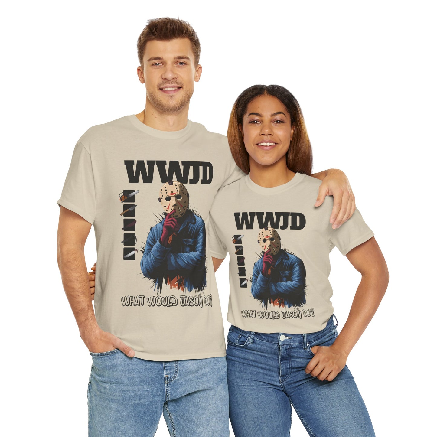 WWJD Unisex Heavy Cotton Tee, Graphic T-Shirt, Casual Wear, Gift for Him, Trendy Apparel, Statement Tee