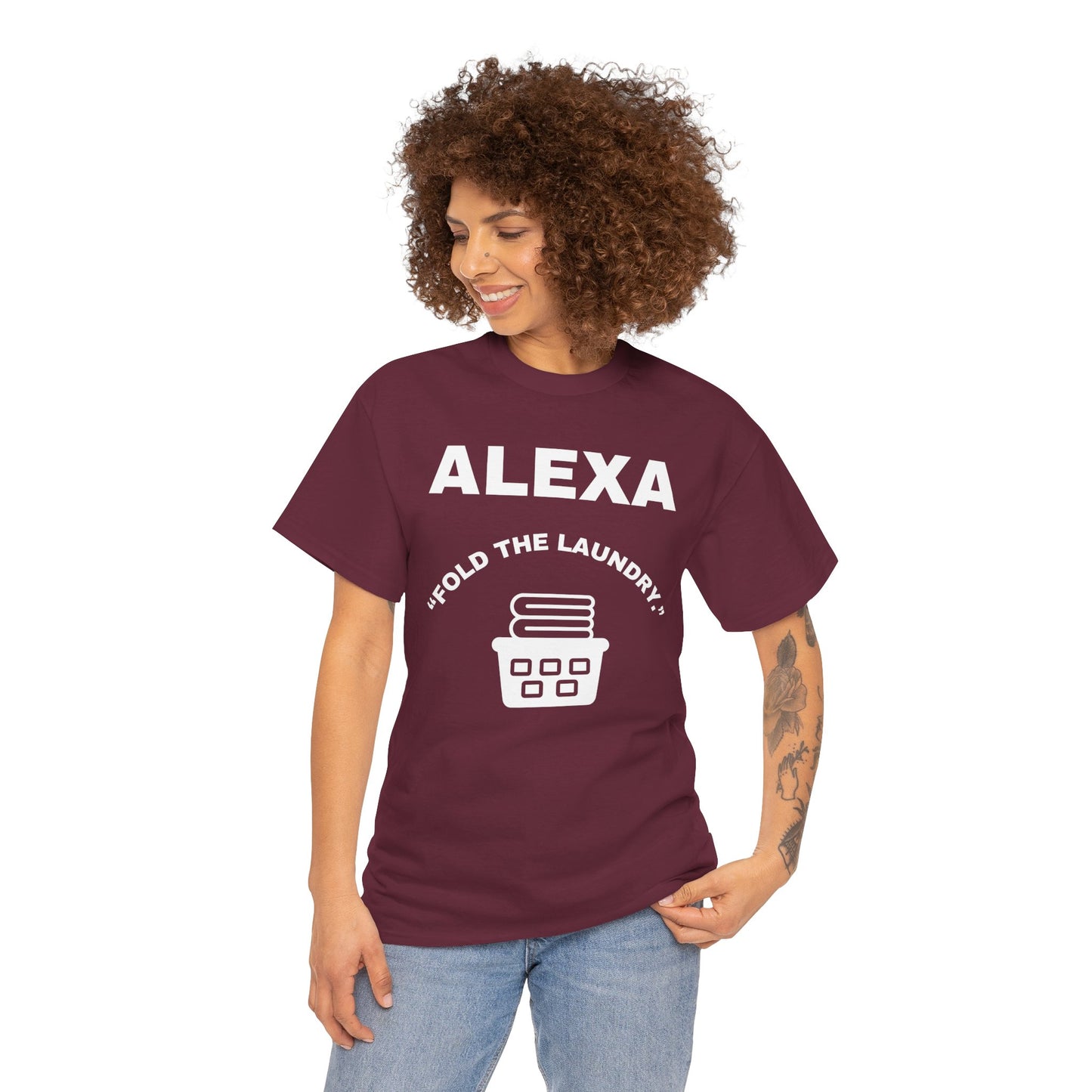 Funny Laundry T-Shirt, Humor Tee, Gift for Mom, Funny Housework Shirt, Unisex Cotton Tee, Alexa Joke Shirt