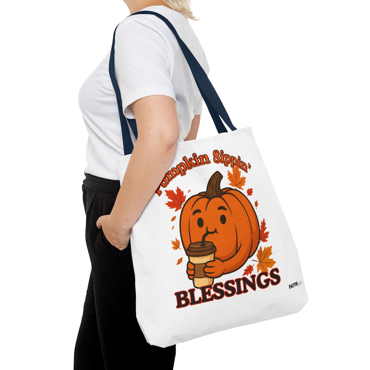 FaithStyles Autumn Pumpkin Blessings Tote Bag | Fall Bag, Cute Tote, Gift for Her, Thanksgiving, Coffee Lovers, Halloween Decor