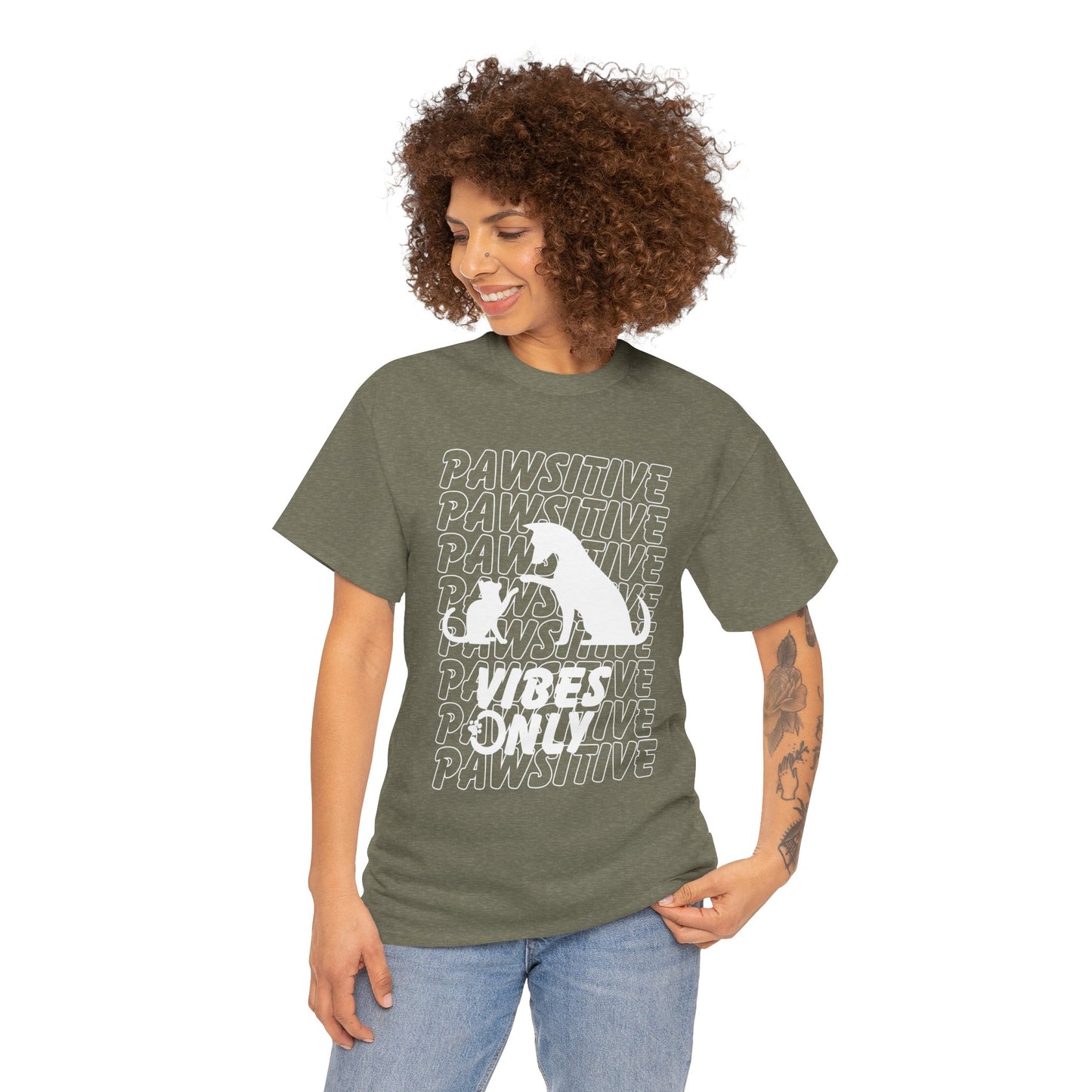 "Pawsitive Vibes Only" Unisex Heavy Cotton T-shirt