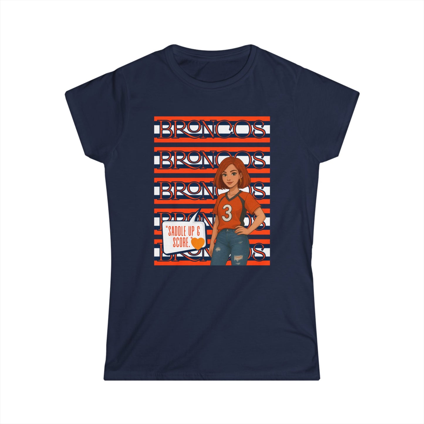 Broncos Spirit Women's Softstyle Tee - Cheer for Your Team, NFL Game Day Shirt, Sports Apparel, Football Fan T-Shirt, Casual Outfit