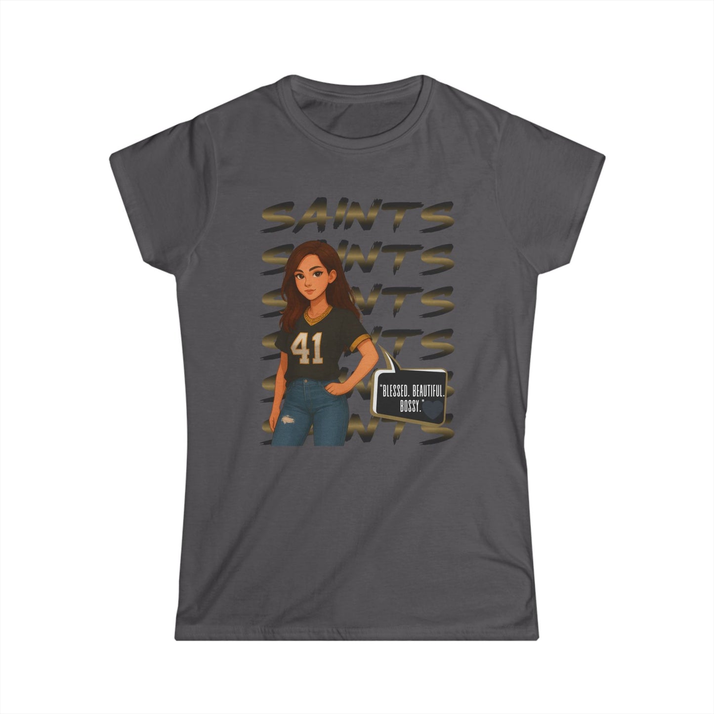 Stylish Women's Saints Tee, Casualwear, Game Day Shirt, Sports Fan Shirt, Cute Graphic Tee, Gift for Her