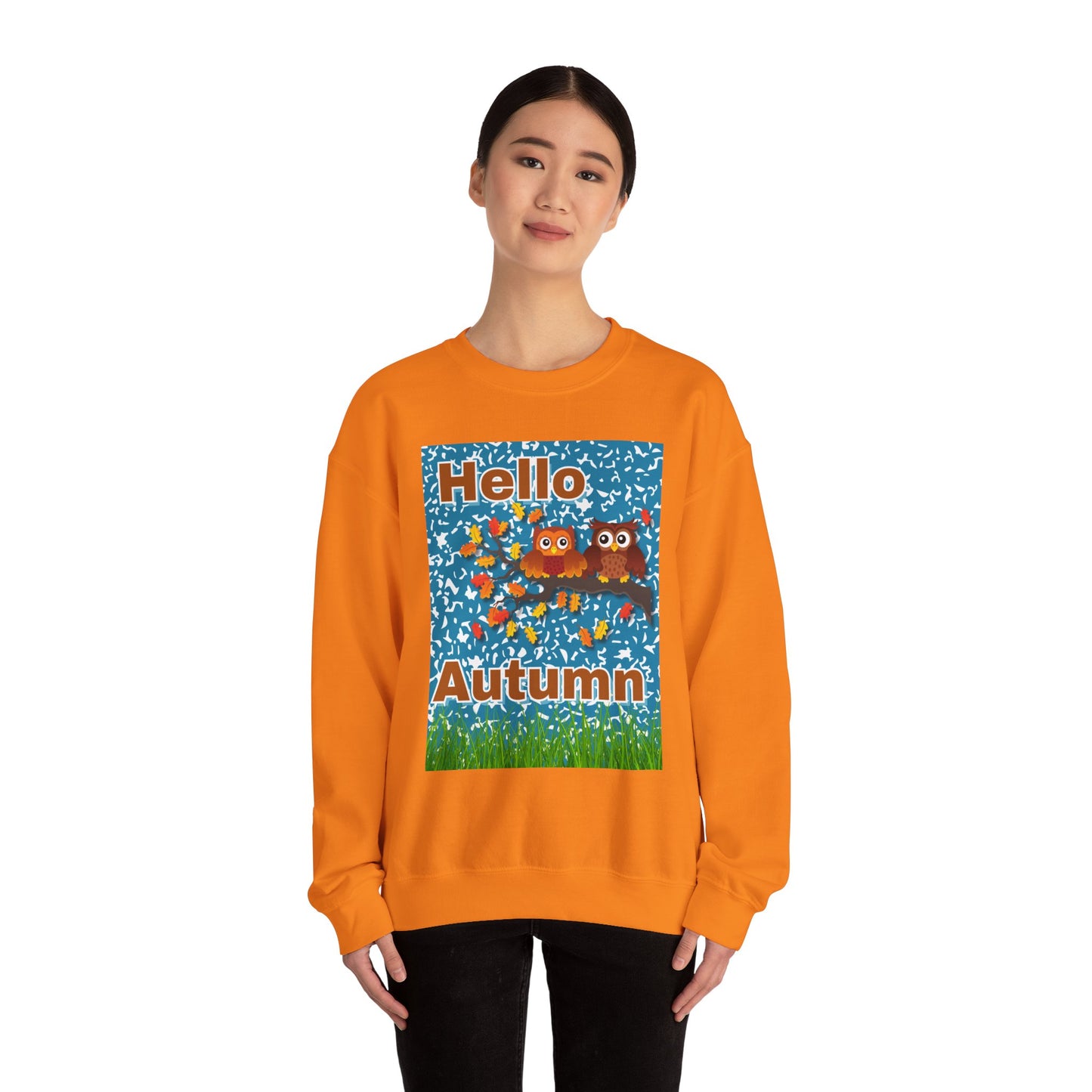 Autumn Owl Crewneck Sweatshirt, Cozy Fall Apparel, Seasonal Gift, Halloween, Thanksgiving, Cute Sweatshirt, Unisex Fall Fashion