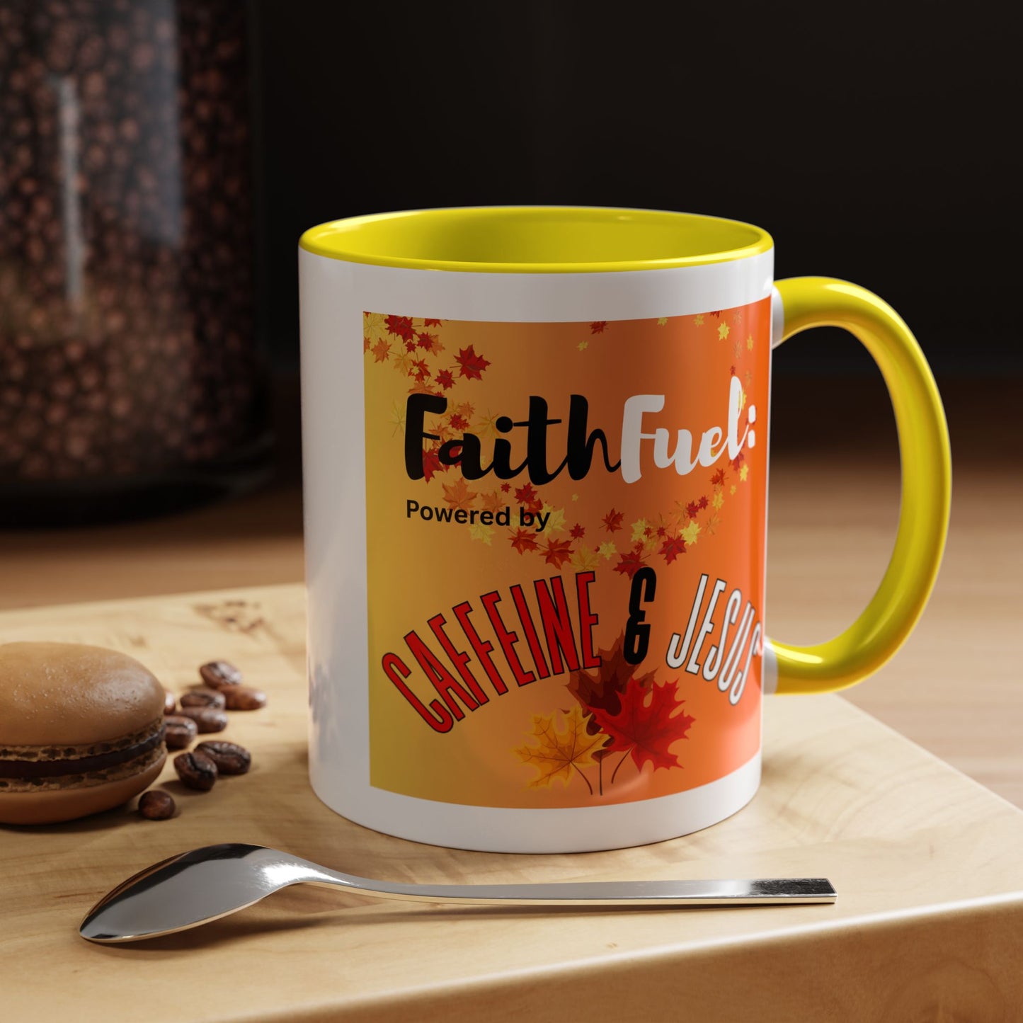 FaithFuel Caffeine & Jesus Mug - Fall Coffee Cup, Inspirational Gift, Autumn Decor, Home Office Supplies, Religious Mug