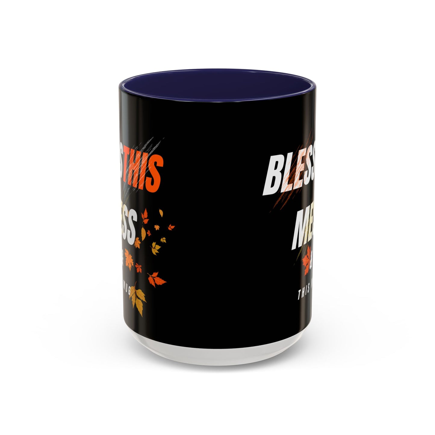 Bless This Mess Coffee Mug, Autumn Mug, Funny Mug Gift, Black Ceramic Mug, Fall Coffee Cup