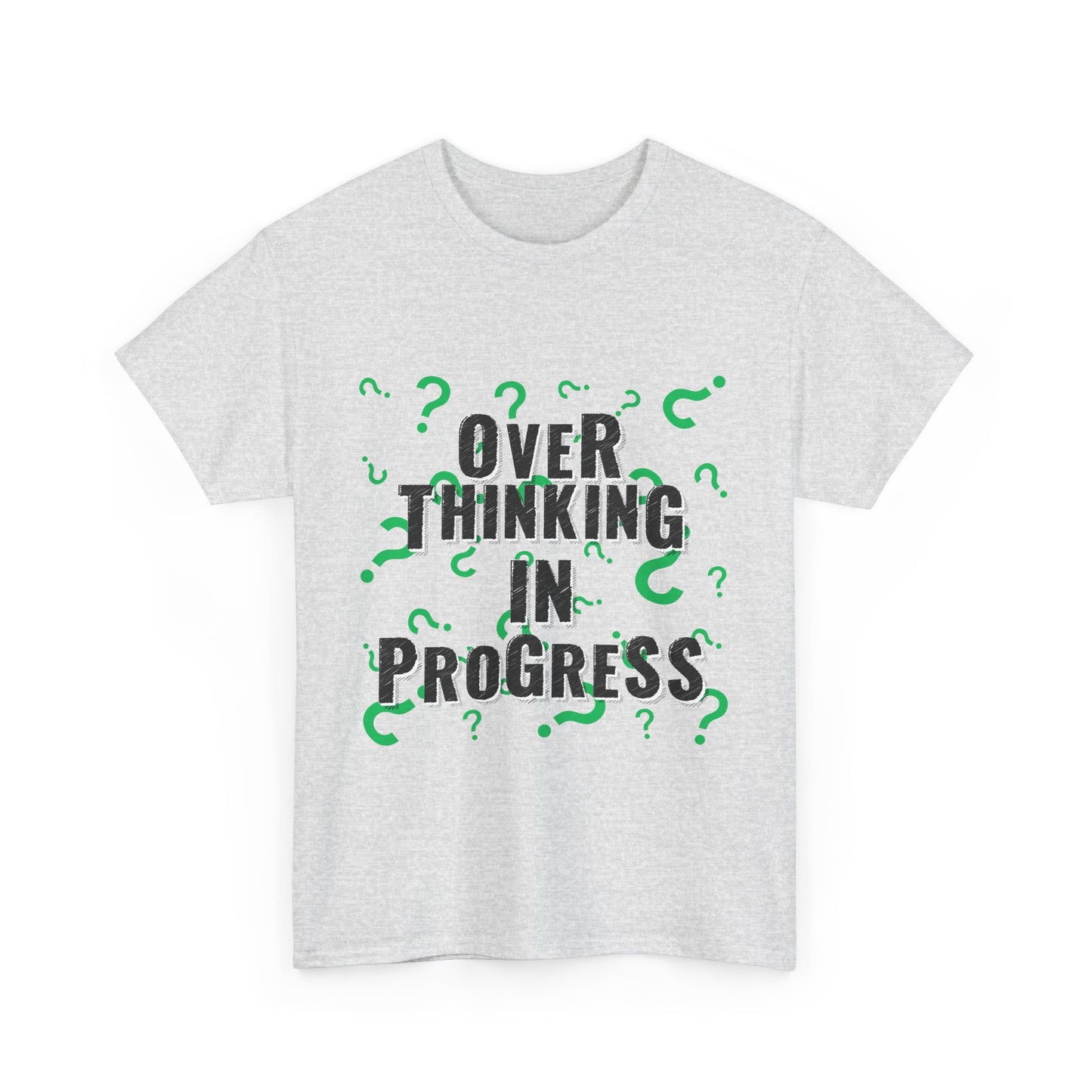 Overthinking in Progress Unisex Heavy Cotton Tee, Fun Graphic T-Shirt, Casual Wear, Gift for Thinkers, Relaxed Fit Tee