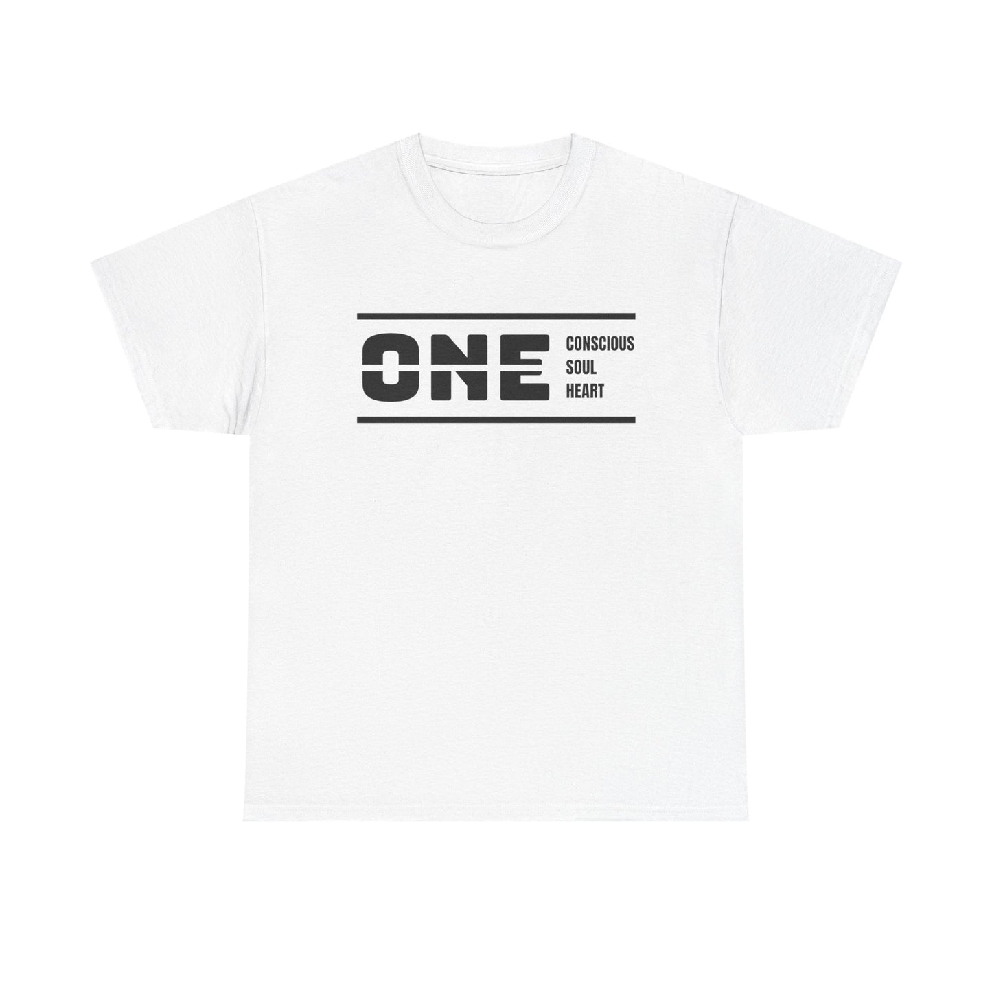 Male's Heavy Cotton Tee - 'ONE' Conscious Soul Heart | Casual Apparel, Gift for Mindfulness, Inspirational Wear, Summer Tee, Everyday Style