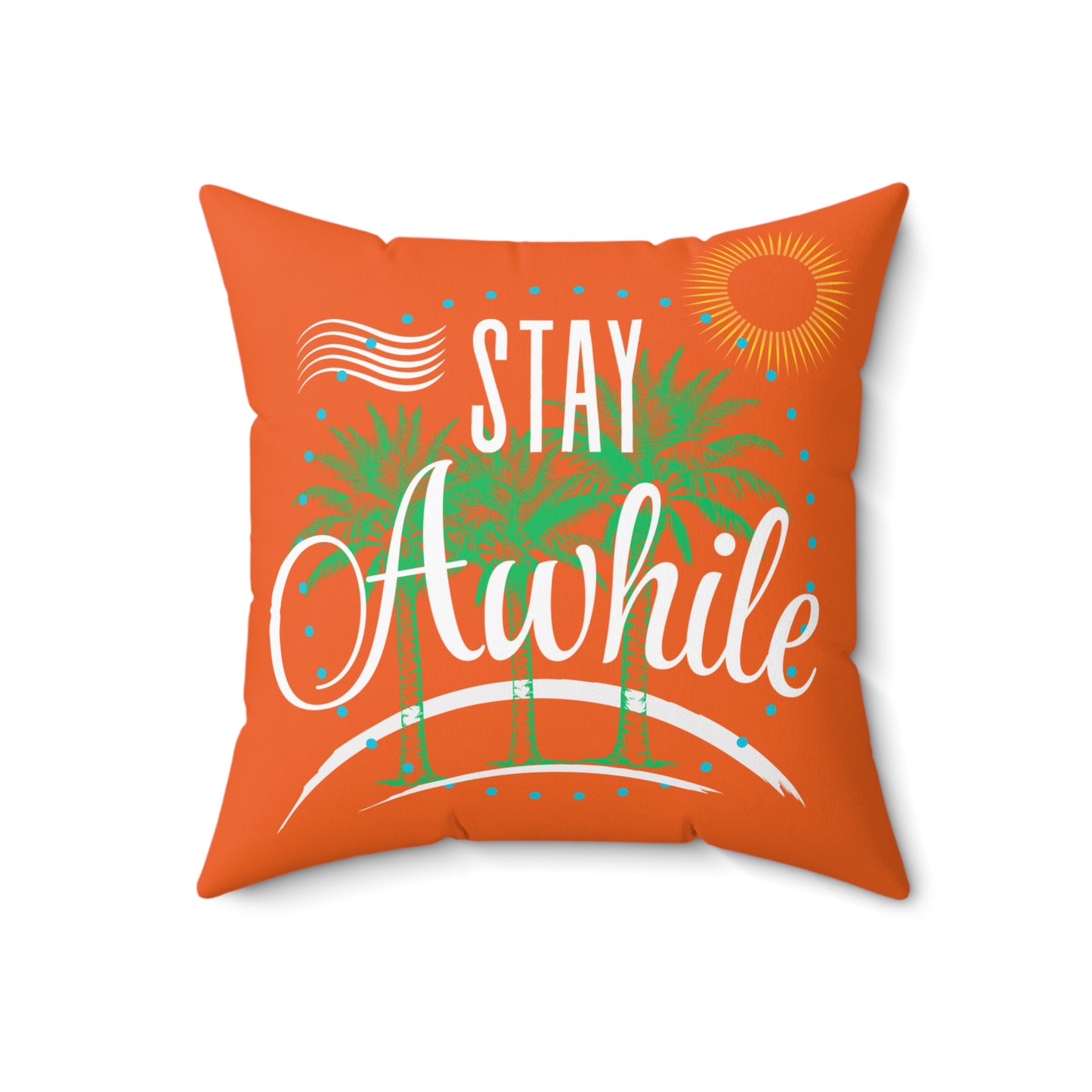 Autumn Tropical Stay Awhile Pillow, Beach Decor, Summer Vibes, Cozy Home Accent, Gift for Beach Lovers, Relaxation Decor