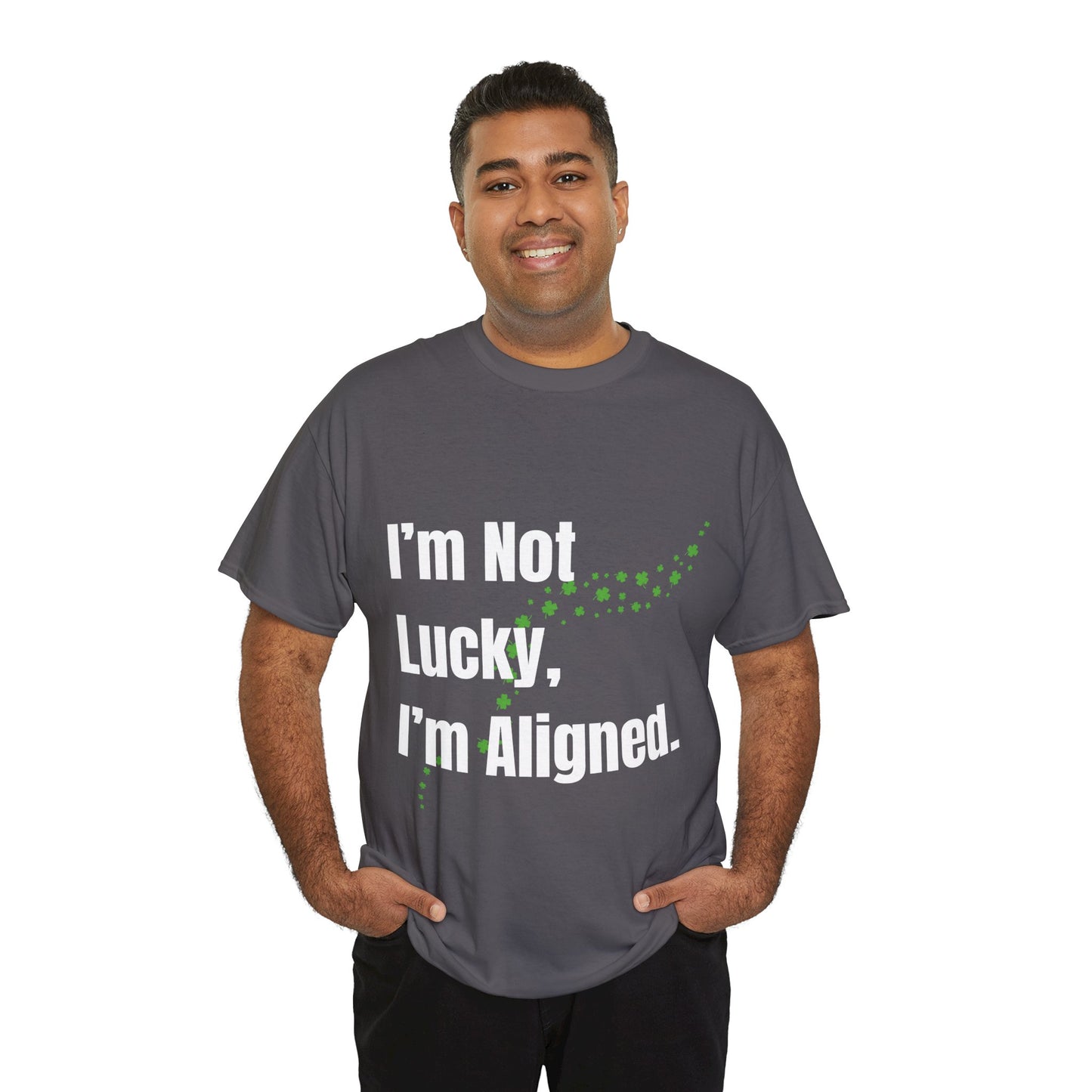 "I’m Not Lucky, I’m Aligned" Unisex Heavy Cotton T-shirt - Motivational Tee for Positivity and Alignment