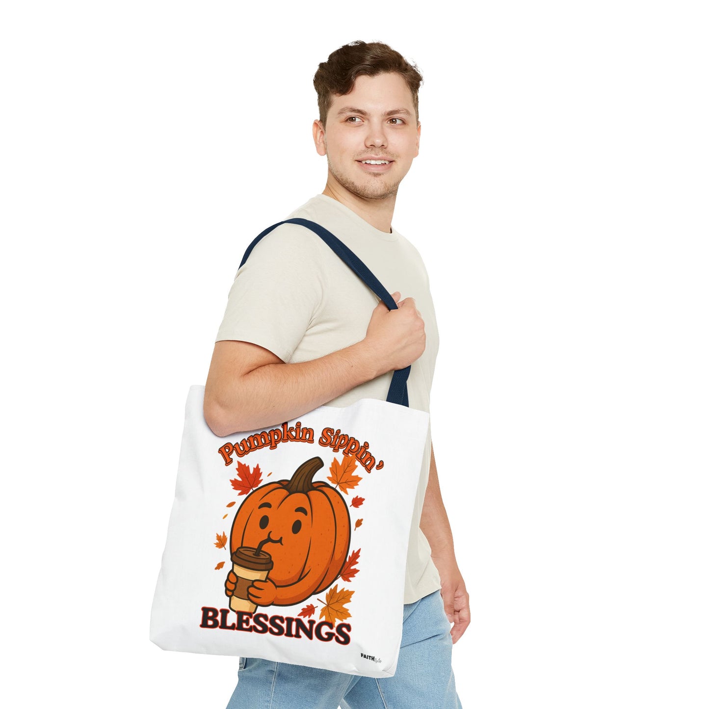 FaithStyles Autumn Pumpkin Blessings Tote Bag | Fall Bag, Cute Tote, Gift for Her, Thanksgiving, Coffee Lovers, Halloween Decor