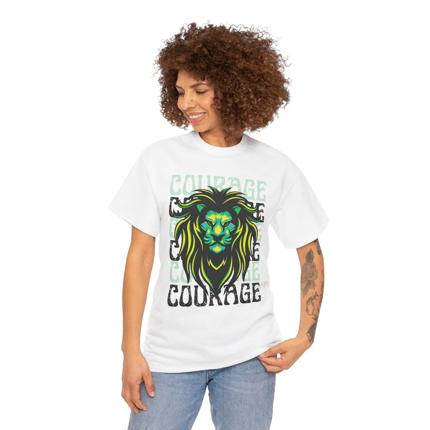 Courageous Lion Tee, Motivational Shirt, Unisex Cotton T-Shirt, Gift for Strength, Inspirational Apparel, Courage Theme