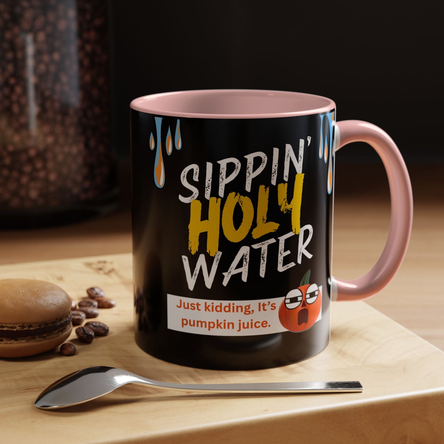 Sippin' Holy Water Coffee Mug, Funny Pumpkin Juice Mug, Halloween Coffee Cup, Unique Gift for Fall, Cute Office Mug, Quirky Kitchenware