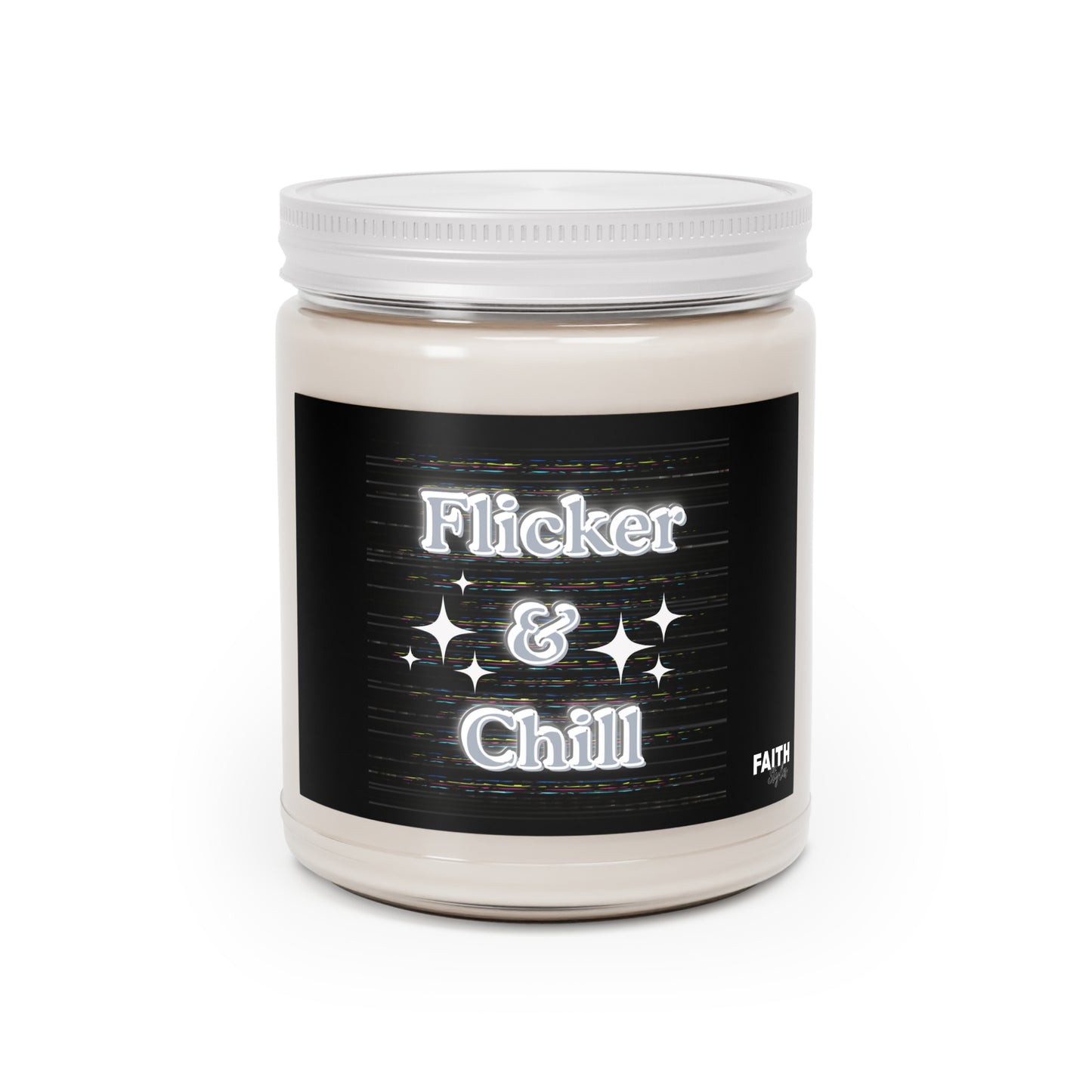 FaithStyles Flicker & Chill Scented Soy Candle - Aromatherapy Gift, Home Decor, Relaxation, Self-Care, Cozy Vibes, Unique Fragrance