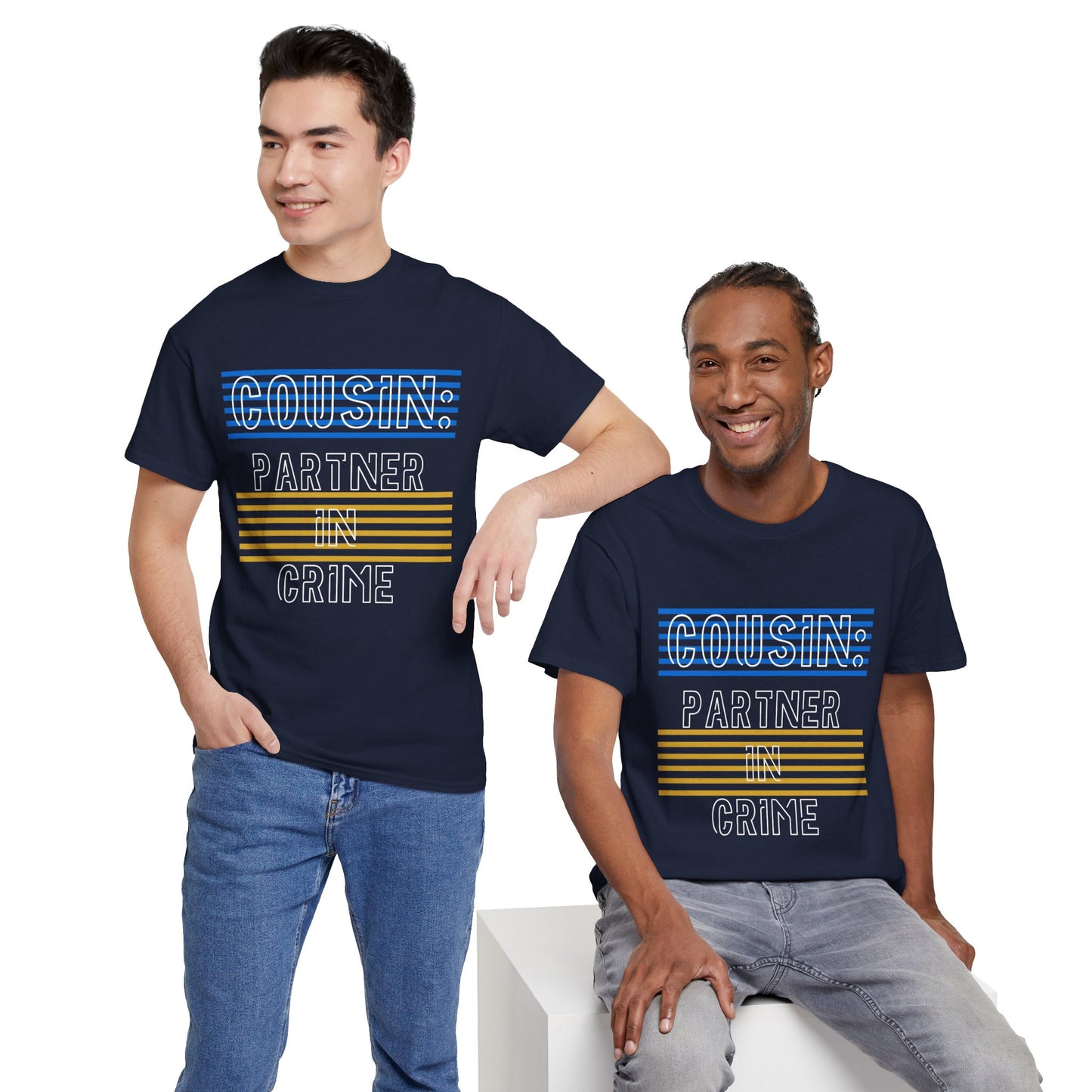 Cousins Partner in Crime Tee | Unisex Heavy Cotton T-Shirt for Family Gatherings, Cousin's Day, Gift for Cousins, Comfortable Casual Wear