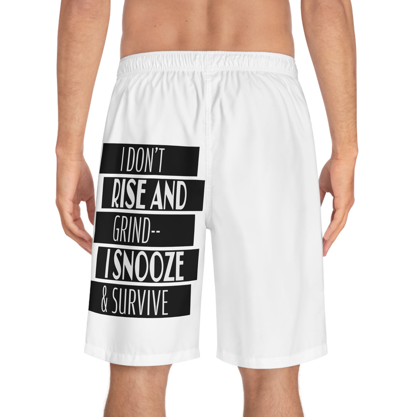 Snooze & Survive Board Shorts, Cool Beach Wear, Summer Vacation Swimwear, Gift for Him, Lazy Days Shorts, Vacation Essentials