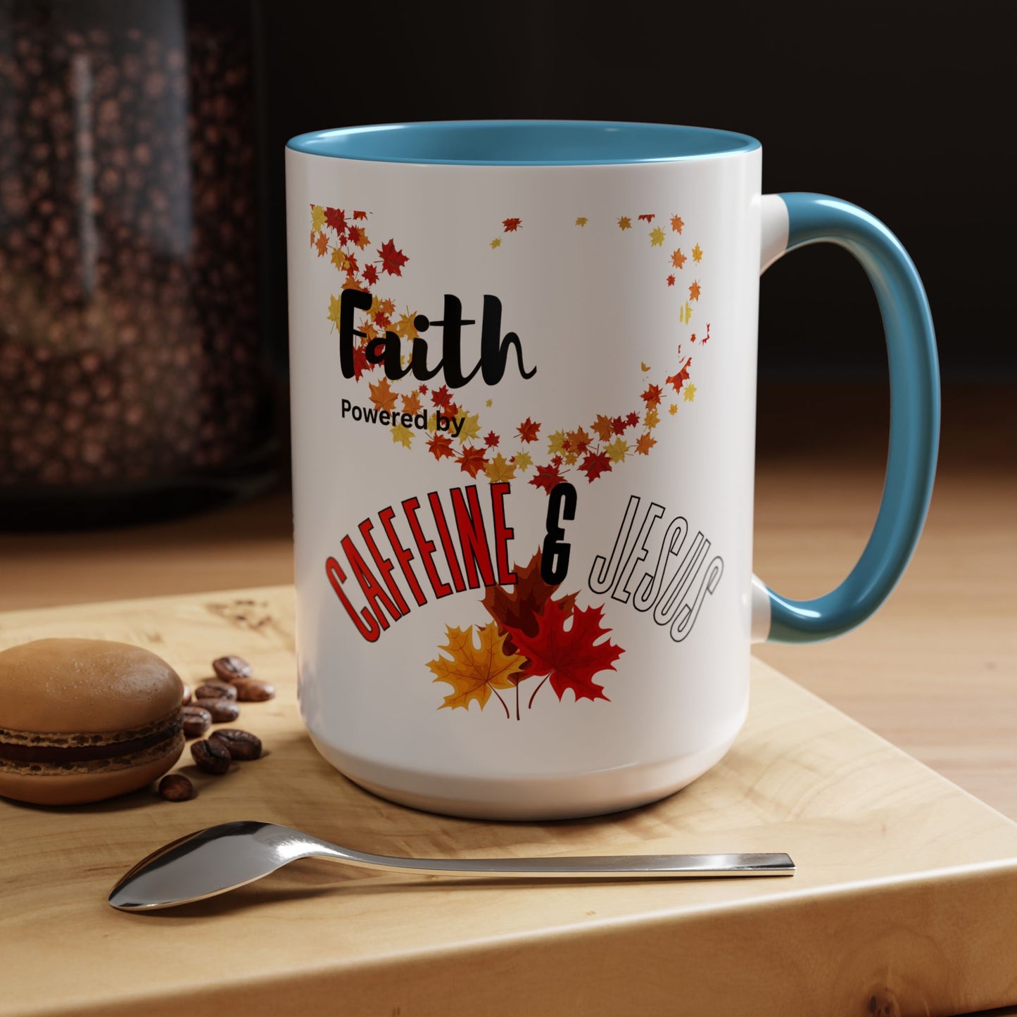 Faith & Caffeine Fall Coffee Mug | Perfect for Autumn Lovers, Thanksgiving Gift, Religious Coffee Cup, Inspirational Drinkware, Cozy Vibes