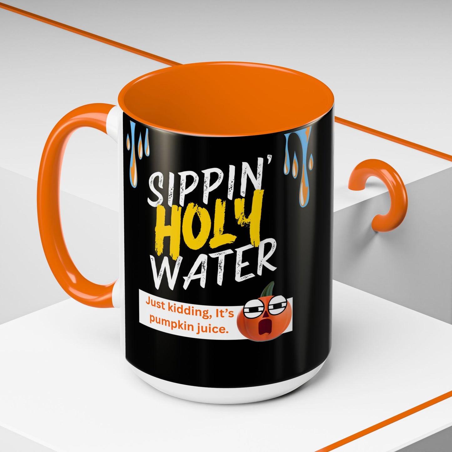 Sippin' Holy Water Coffee Mug, Funny Pumpkin Juice Mug, Halloween Coffee Cup, Unique Gift for Fall, Cute Office Mug, Quirky Kitchenware