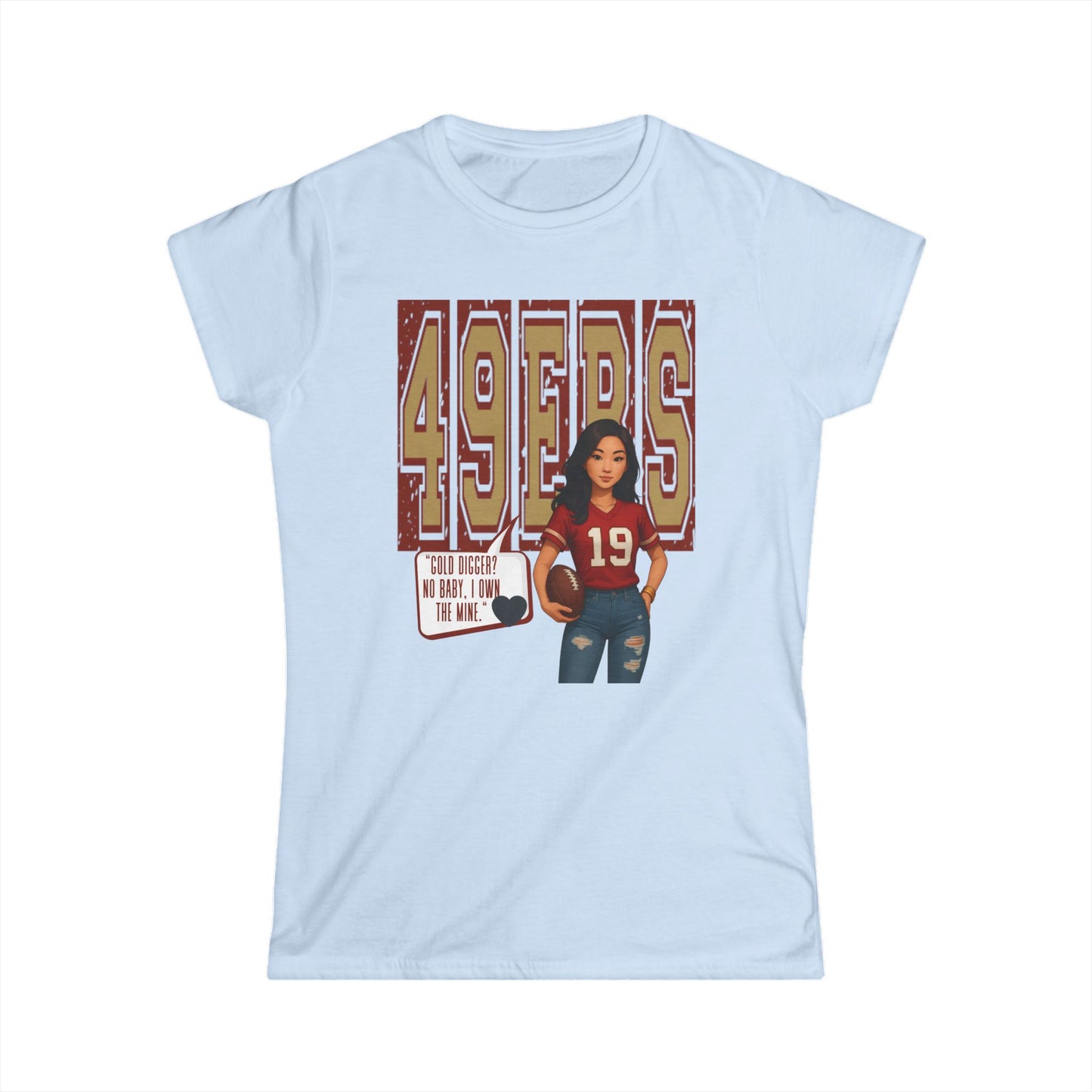 49ers Women's Softstyle Tee, sporty t-shirt, football fan shirt, casual apparel, NFL women's top, game day outfit