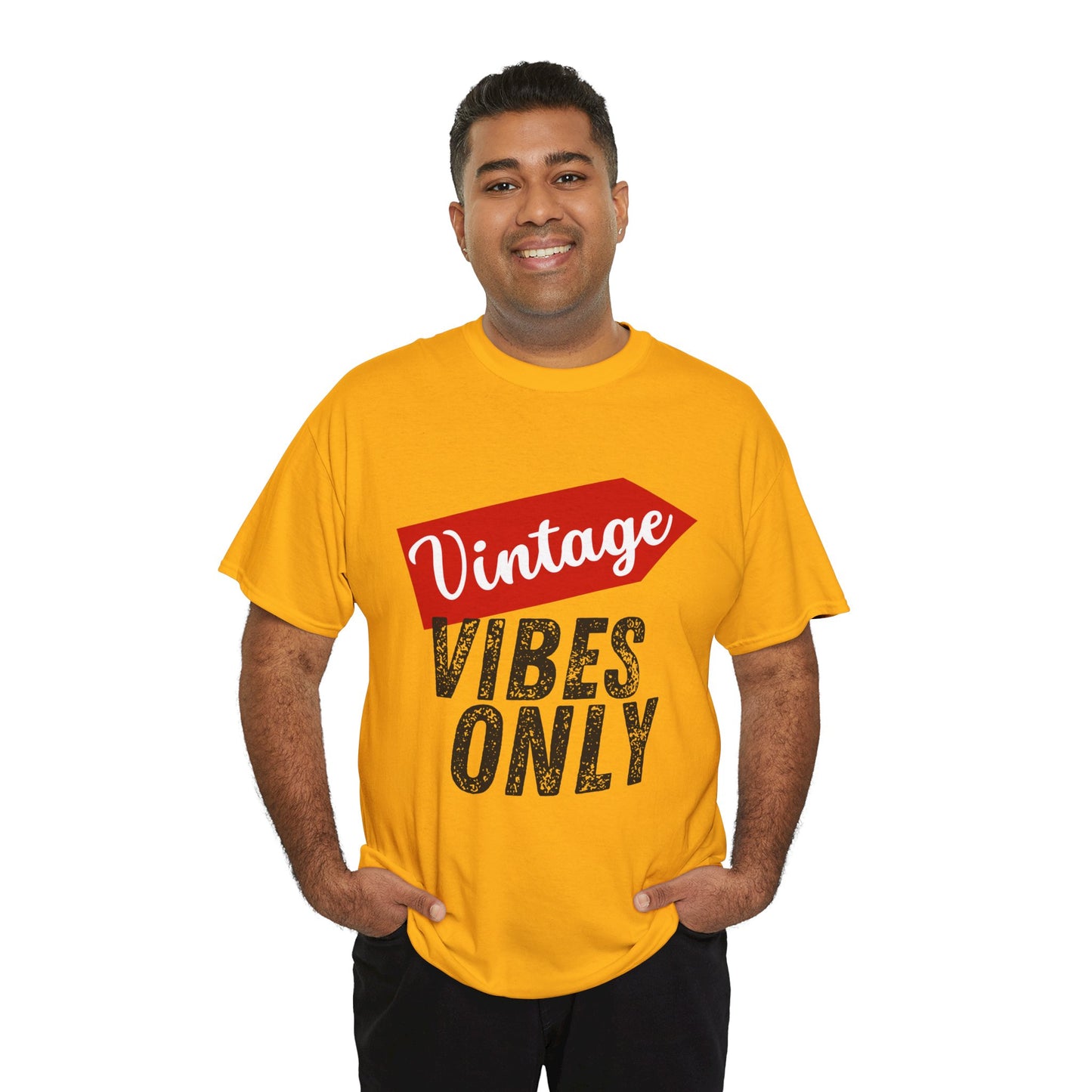 Vintage Vibes Only Unisex Heavy Cotton Tee, Retro T-Shirt, Trendy Gift for Him/Her, Casual Wear, Music Festival Outfit