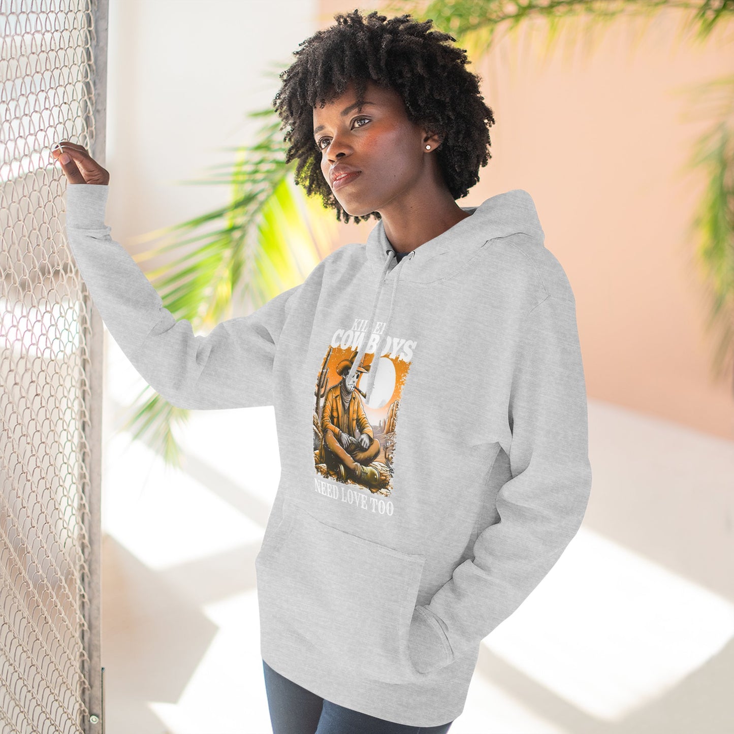 Three-Panel Fleece Hoodie-Front & Back Images