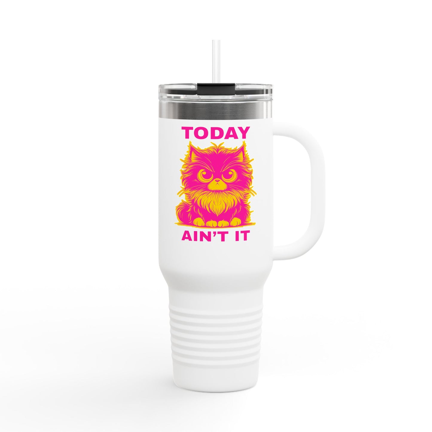 Colorful Insulated Travel Mug with Fun Design, 40oz Coffee Tumbler, Cat Lover Gift, Funny Travel Mug, Perfect for Daily Commute, Birthday