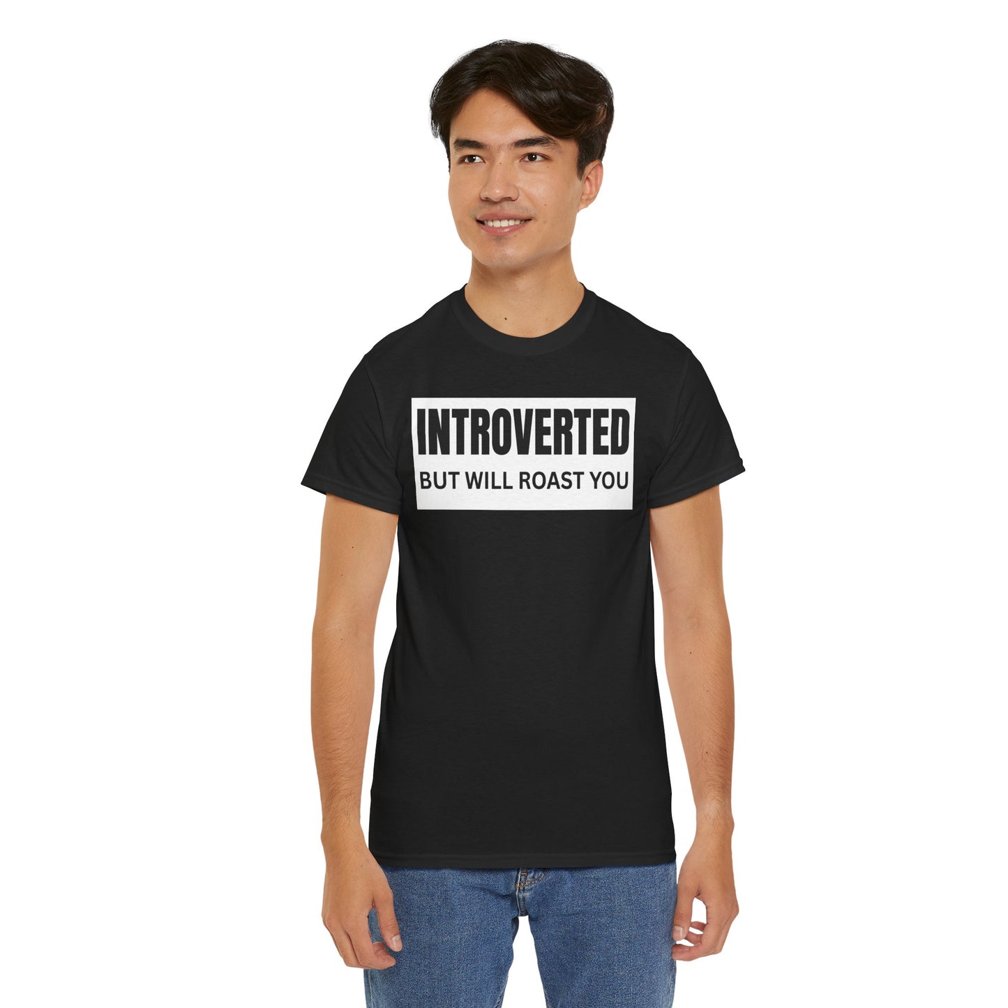 Introverted Roast Tee, Funny Graphic T-Shirt, Male Cotton Tee, Gift for Introverts, Casual Wear