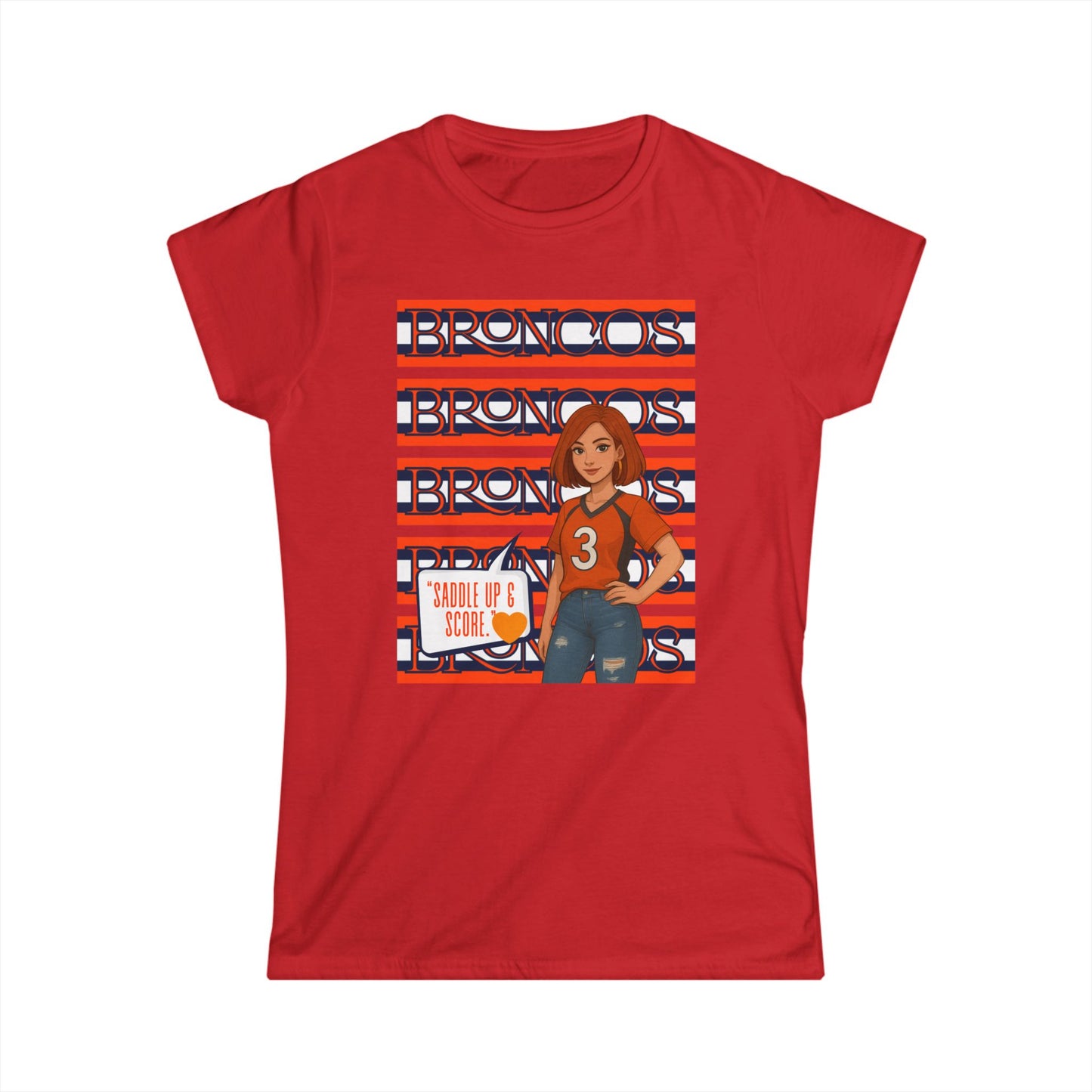Broncos Spirit Women's Softstyle Tee - Cheer for Your Team, NFL Game Day Shirt, Sports Apparel, Football Fan T-Shirt, Casual Outfit