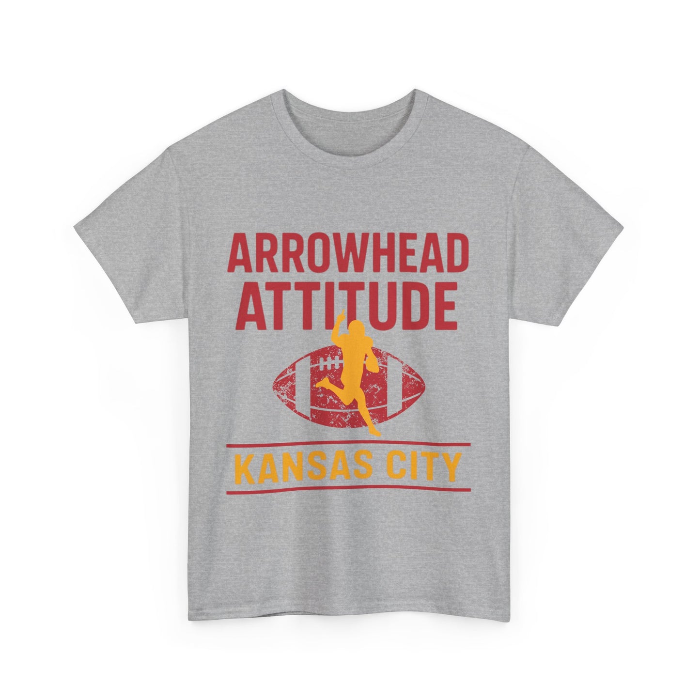 Male Heavy Cotton Tee, Arrowhead Attitude, Football Tee