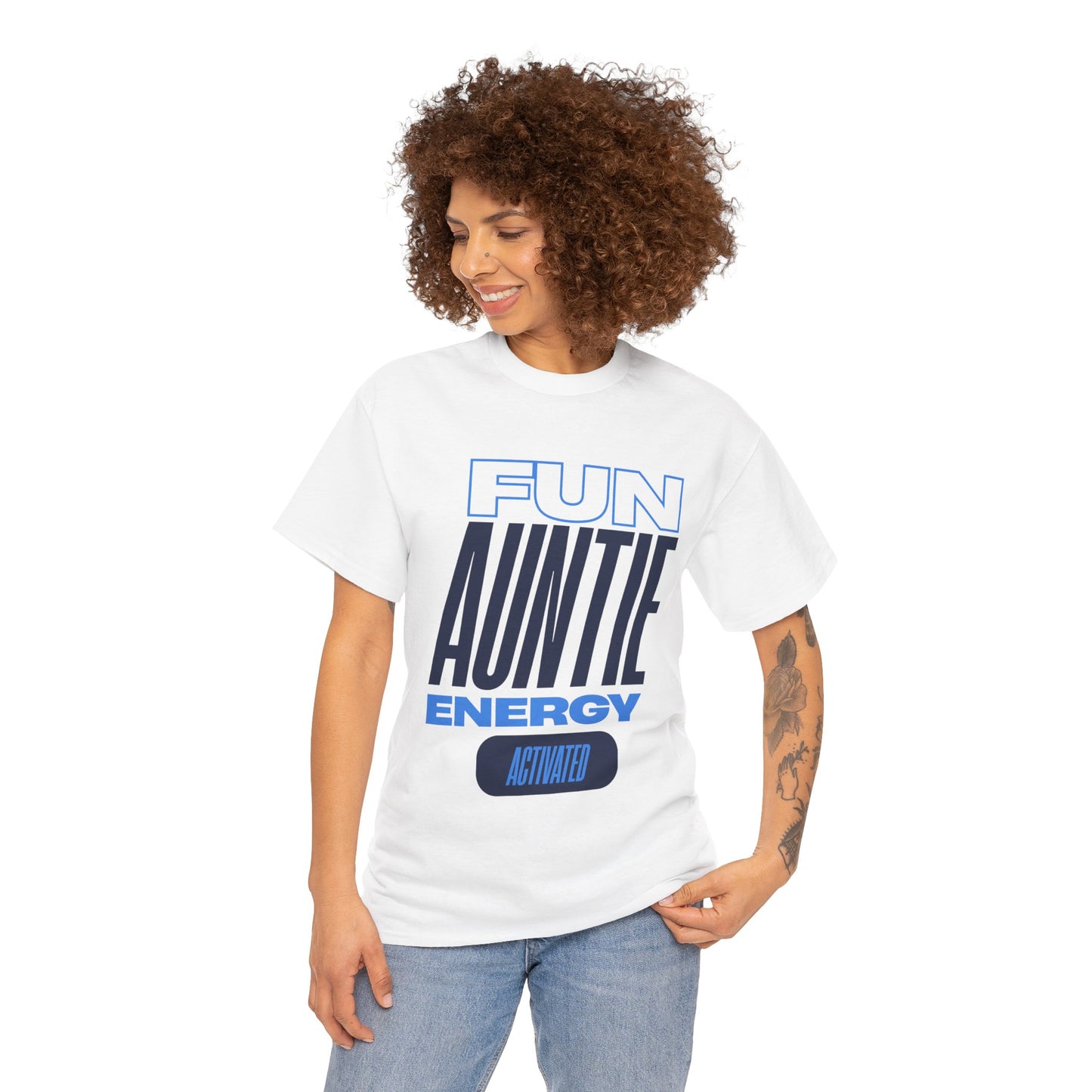 Fun Auntie Energy Activated Tee - Perfect Gift for Cool Aunts, Casual Wear, Gifting, Family Celebrations, Aunt's Day