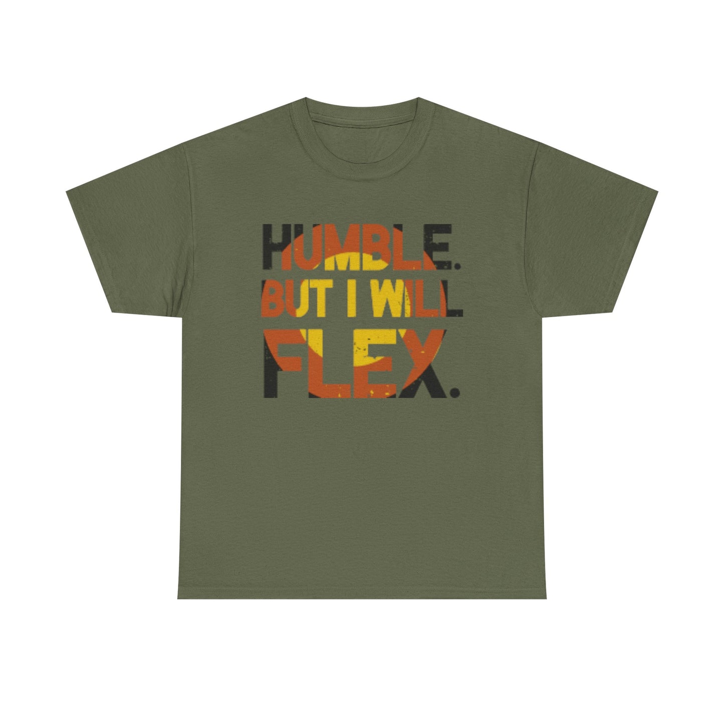 Male Heavy Cotton Tee - 'Humble. But I Will Flex.' Motivational Shirt, Gift for Fitness Lovers, Casual Top, Birthday Gift, Gym Wear