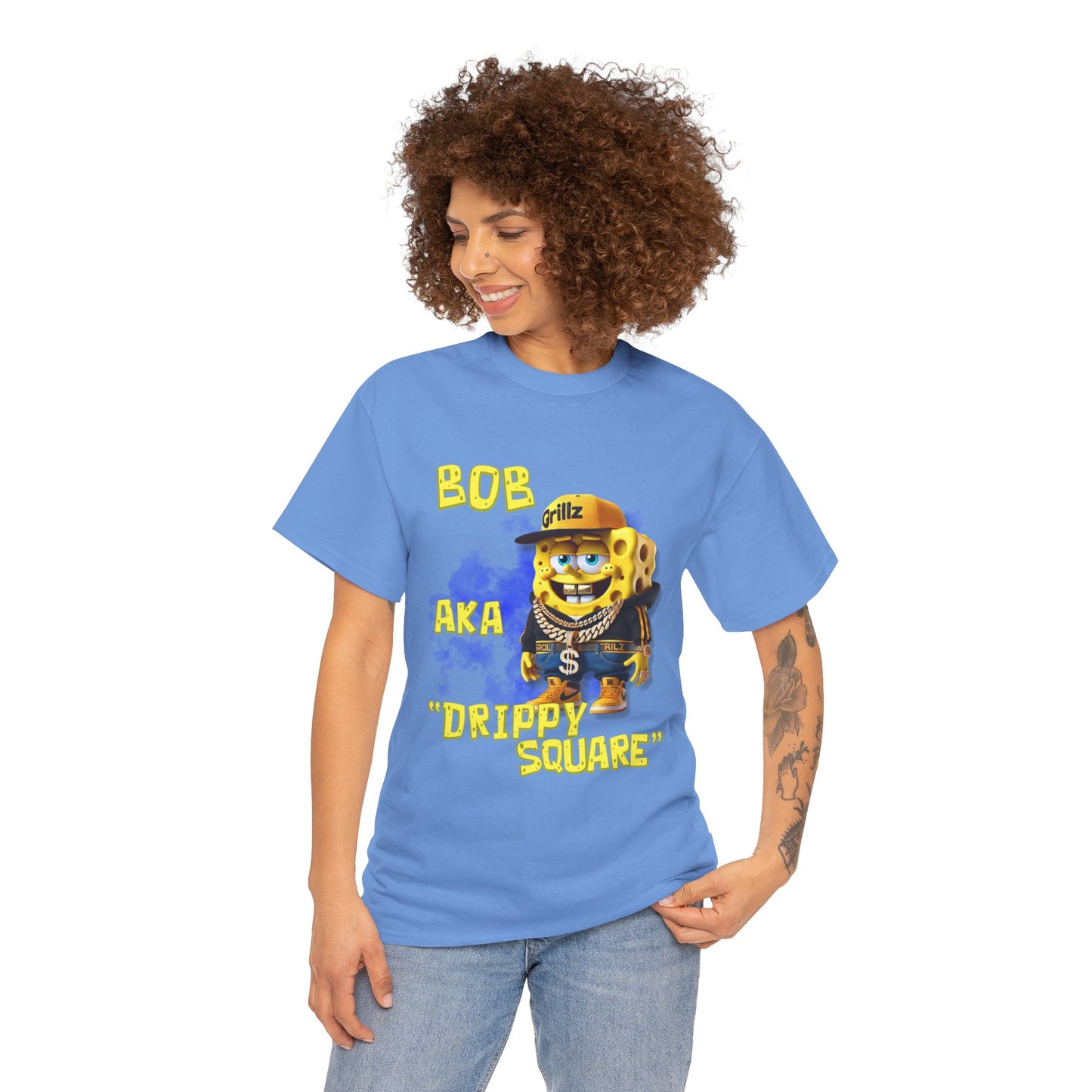 "DRIPPY SQUARE" Funny Unisex Heavy Cotton Tee - Graphic T-Shirt