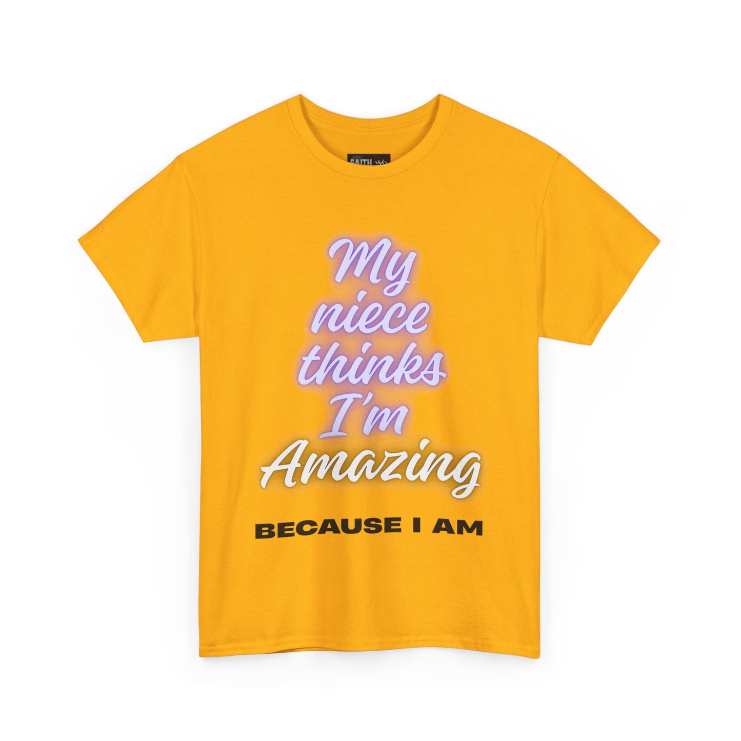 Unisex Heavy Cotton Tee - "My niece thinks I’m Amazing" T-Shirt, Perfect Birthday Gift, Funny Family Tee, Gift for Aunt