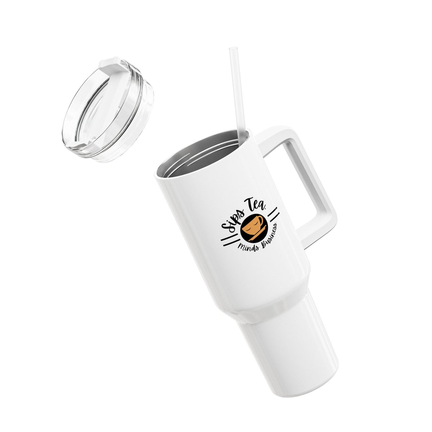 40oz Tumbler with Straw - Perfect for Hot or Cold Beverages, Travel Mug, Insulated Water Bottle, Unique Gift for Tea Lovers, Sips Tea Design