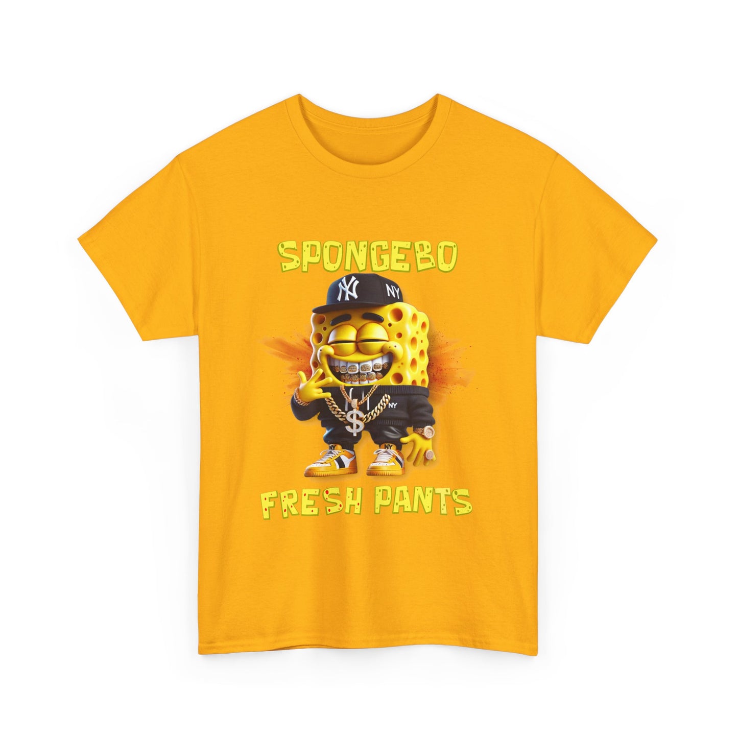 SpongeBo Fresh Pants Unisex Heavy Cotton Tee - Fun Graphic T-Shirt for Kids and Adults