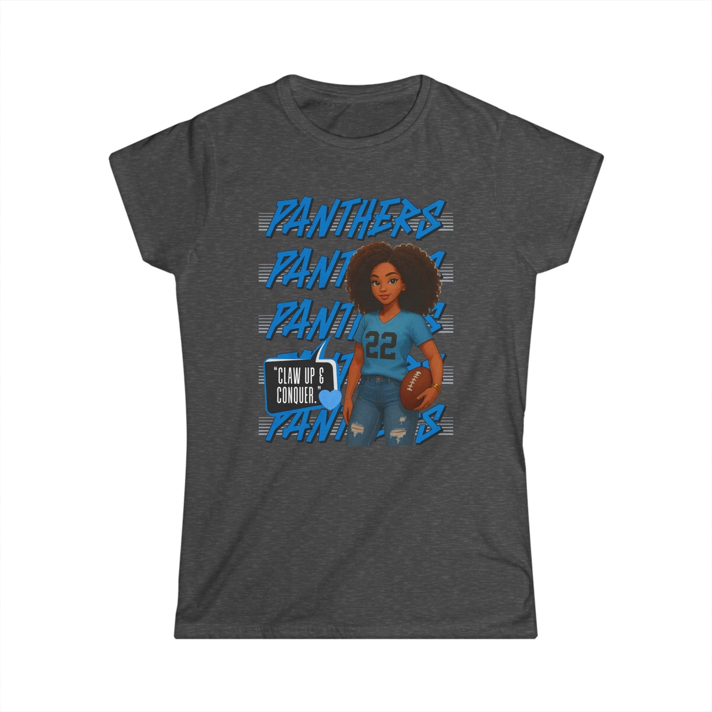 Panthers Cheer Women's Softstyle Tee, Cute Graphic Tee for Football Fans, Sportswear for Game Days and Events, Gift for Cheerleaders