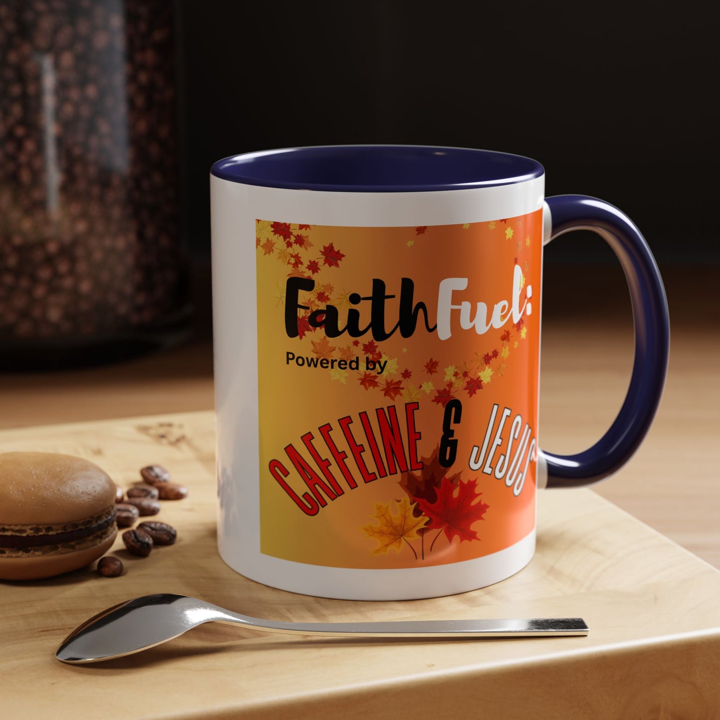 FaithFuel Caffeine & Jesus Mug - Fall Coffee Cup, Inspirational Gift, Autumn Decor, Home Office Supplies, Religious Mug