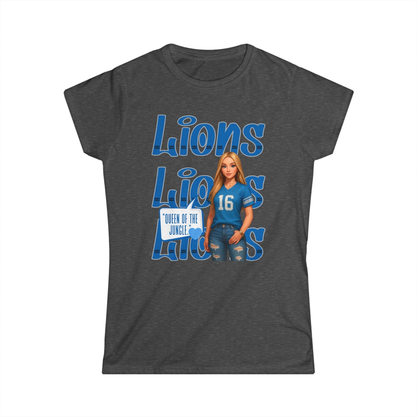 Lions Queen Women's Tee, Casual Fan Shirt, Women's Graphic Top, Gift for Sports Lovers, Birthday Present