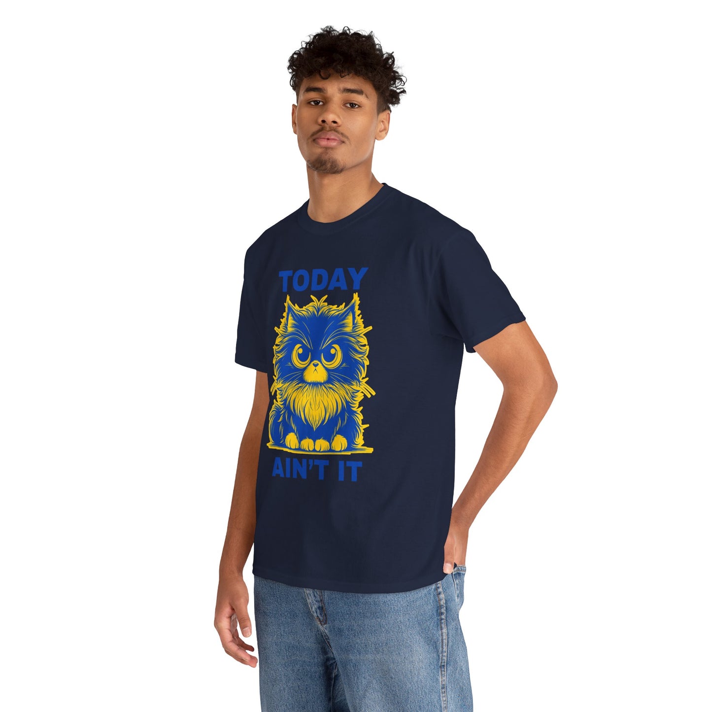 Funny Cat Tee - 'Today Ain't It' Unisex Heavy Cotton T-Shirt