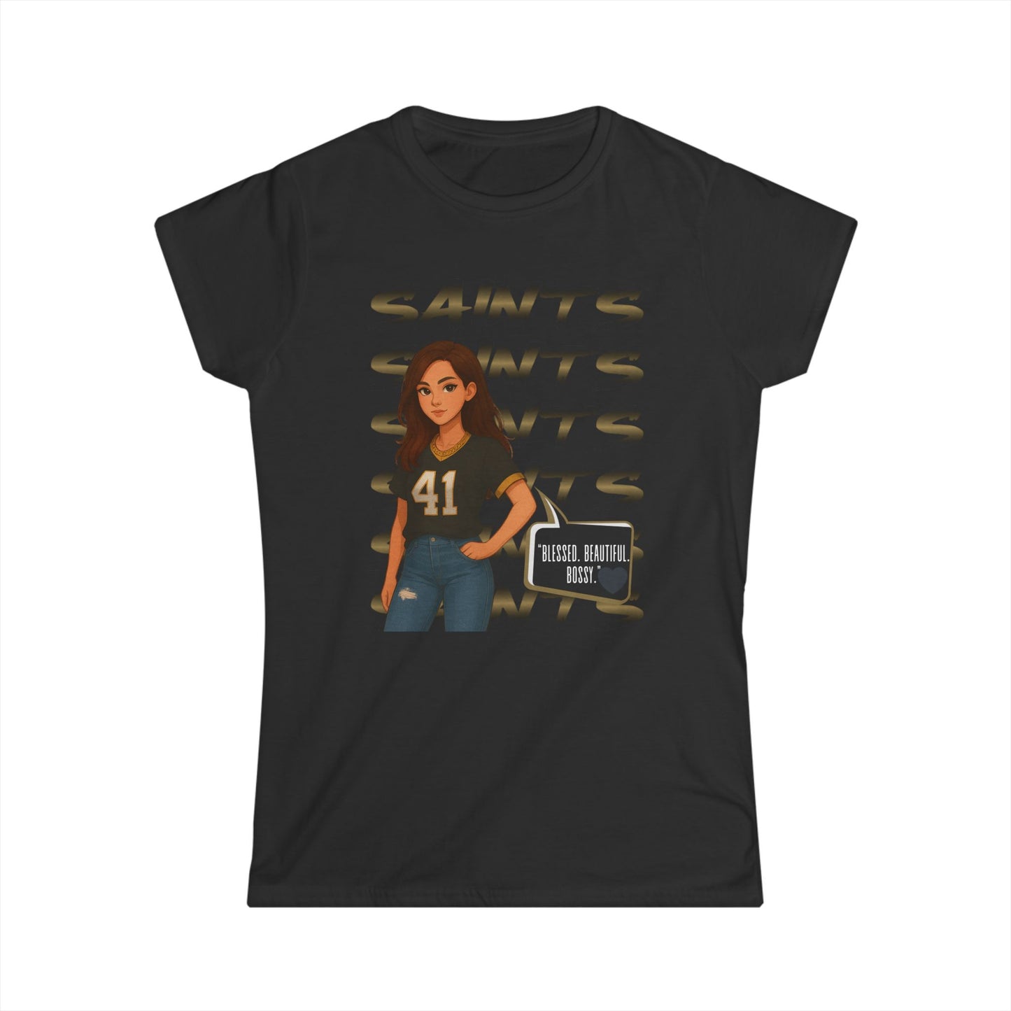Stylish Women's Saints Tee, Casualwear, Game Day Shirt, Sports Fan Shirt, Cute Graphic Tee, Gift for Her