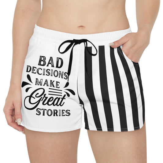 Bad Decisions Casual Shorts - Women's AOP Summer Wear, Beach Days, Vacation Outfits, Gift for Friends, Fun Style