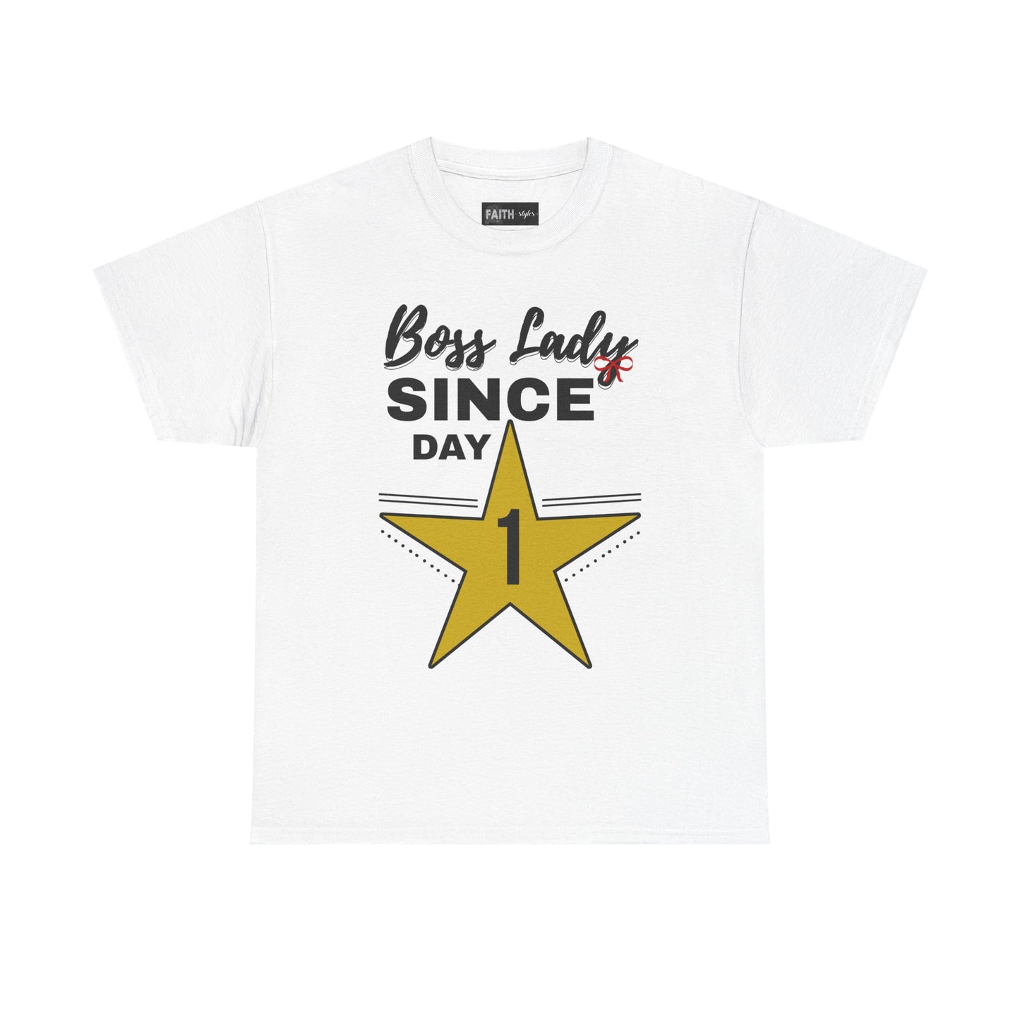 Boss Lady Since Day 1 Tee - Unisex Heavy Cotton Shirt, Perfect for Bosses, Gifts, Celebrations, Fun Occasions, Casual Wear