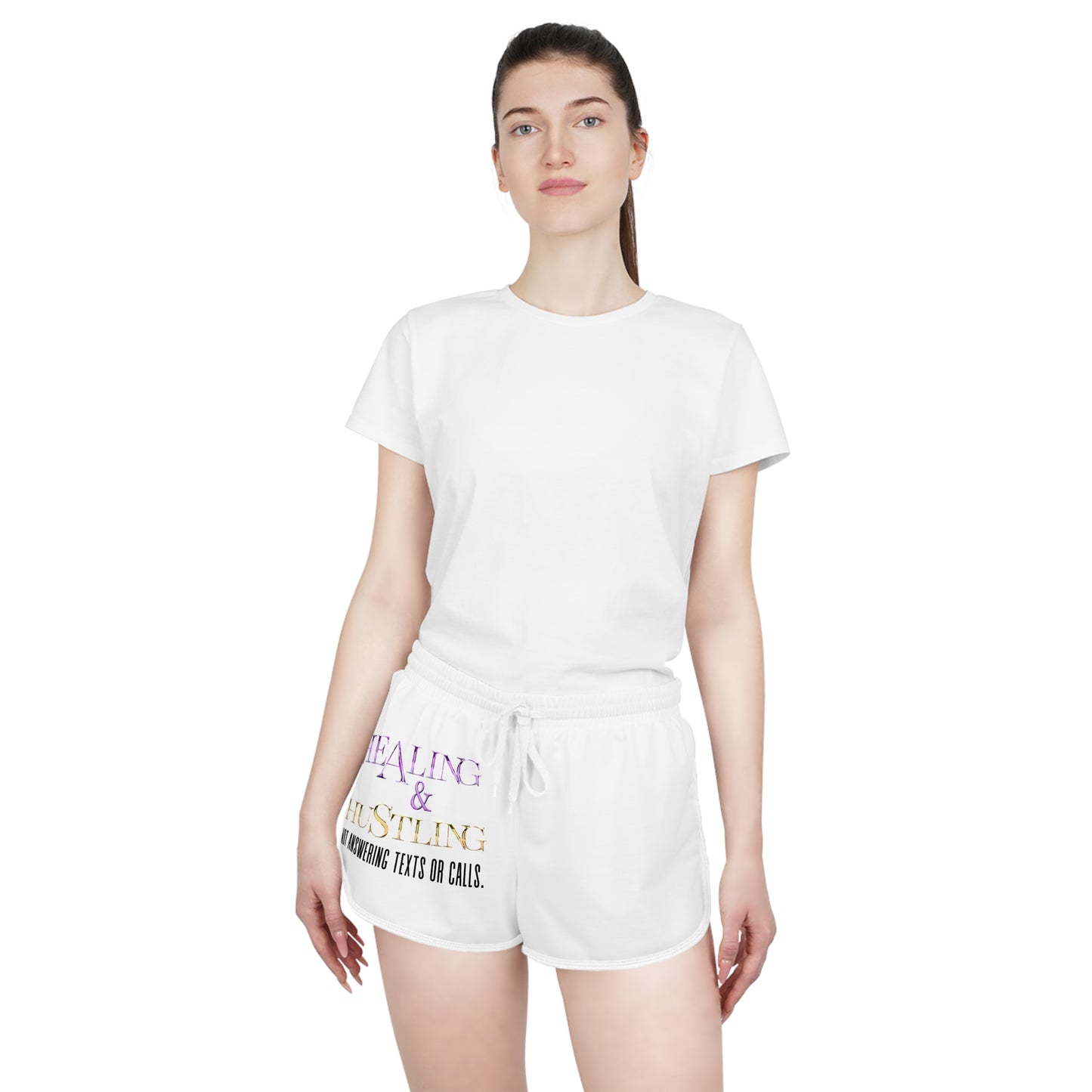 Healing & Hustling Women's Relaxed Shorts, Casual Lounge Shorts, Motivational Activewear, Summer Vacation Shorts, Gift for Entrepreneurs