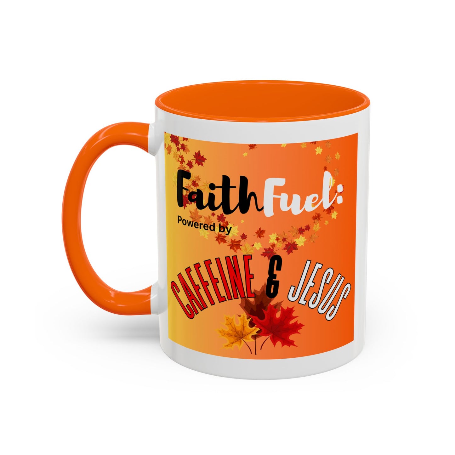 FaithFuel Caffeine & Jesus Mug - Fall Coffee Cup, Inspirational Gift, Autumn Decor, Home Office Supplies, Religious Mug