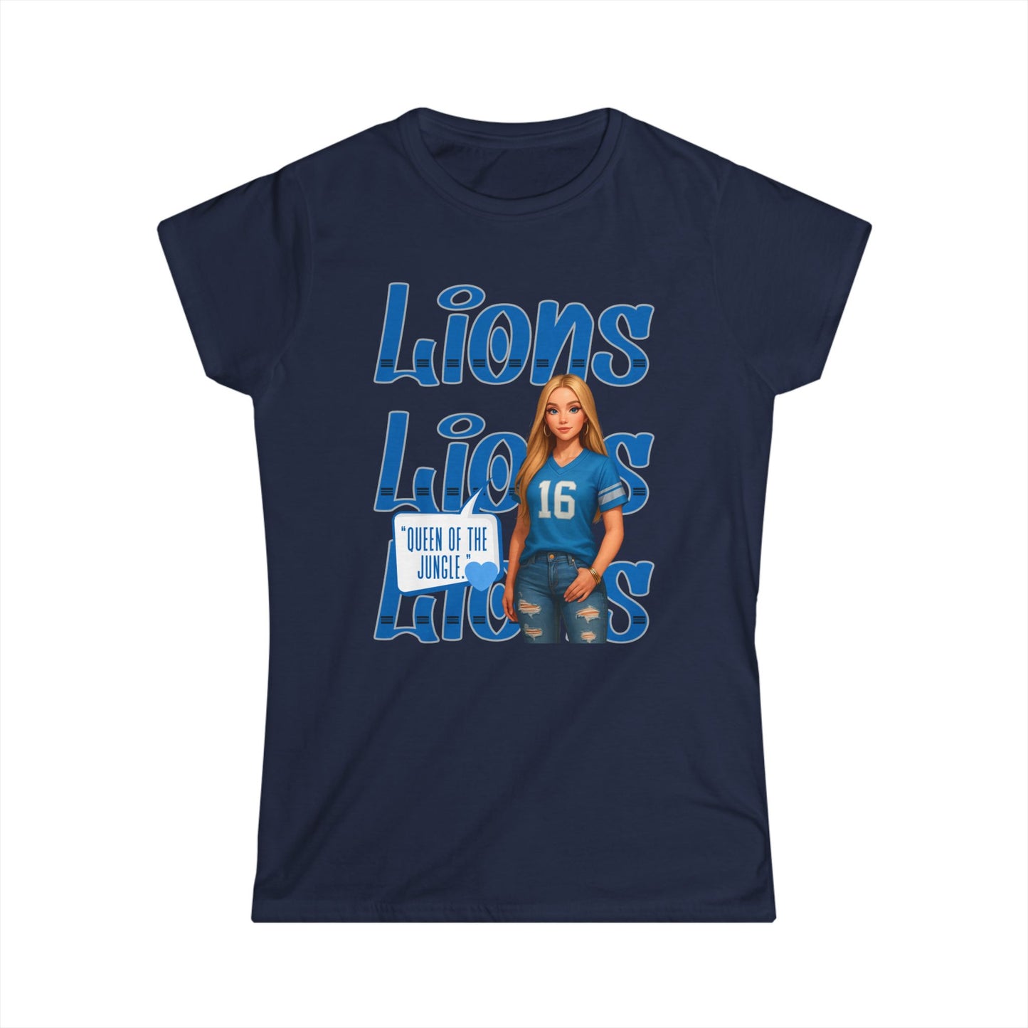 Lions Queen Women's Tee, Casual Fan Shirt, Women's Graphic Top, Gift for Sports Lovers, Birthday Present