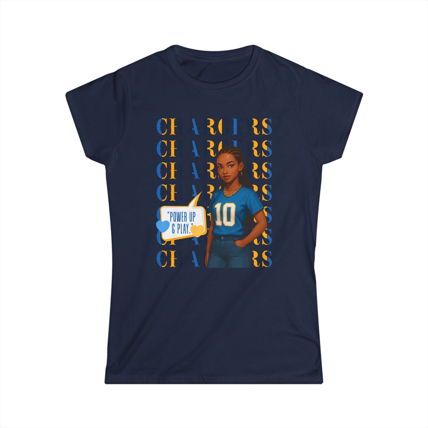 Charger Pride Women's Tee - Softstyle Sporty Shirt, Game Day Apparel, Casual Wear, Fan Fashion, Gift for Her