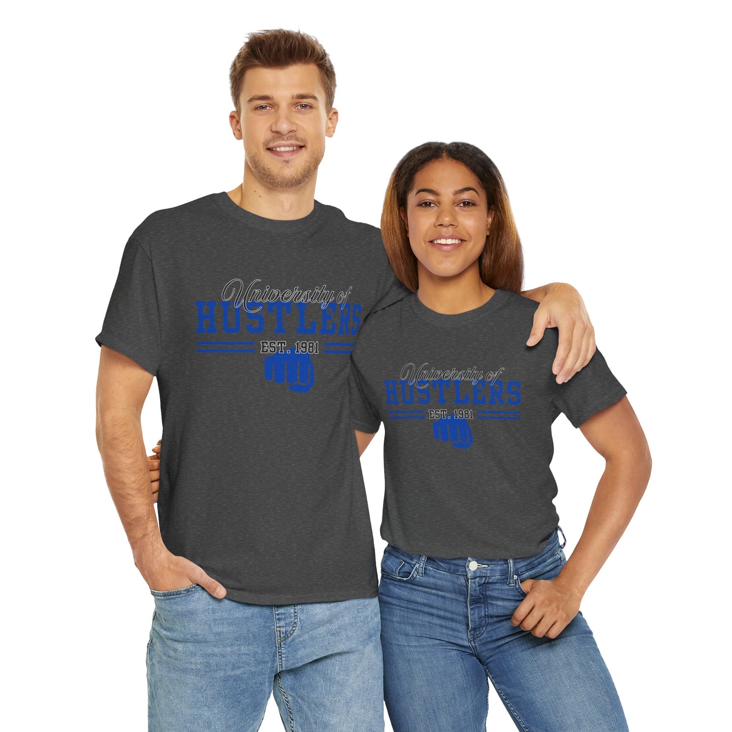 University of Hustlers Unisex Heavy Cotton Tee - Motivational T-Shirt, Casual Wear, Gift Idea, Streetwear, College Merch