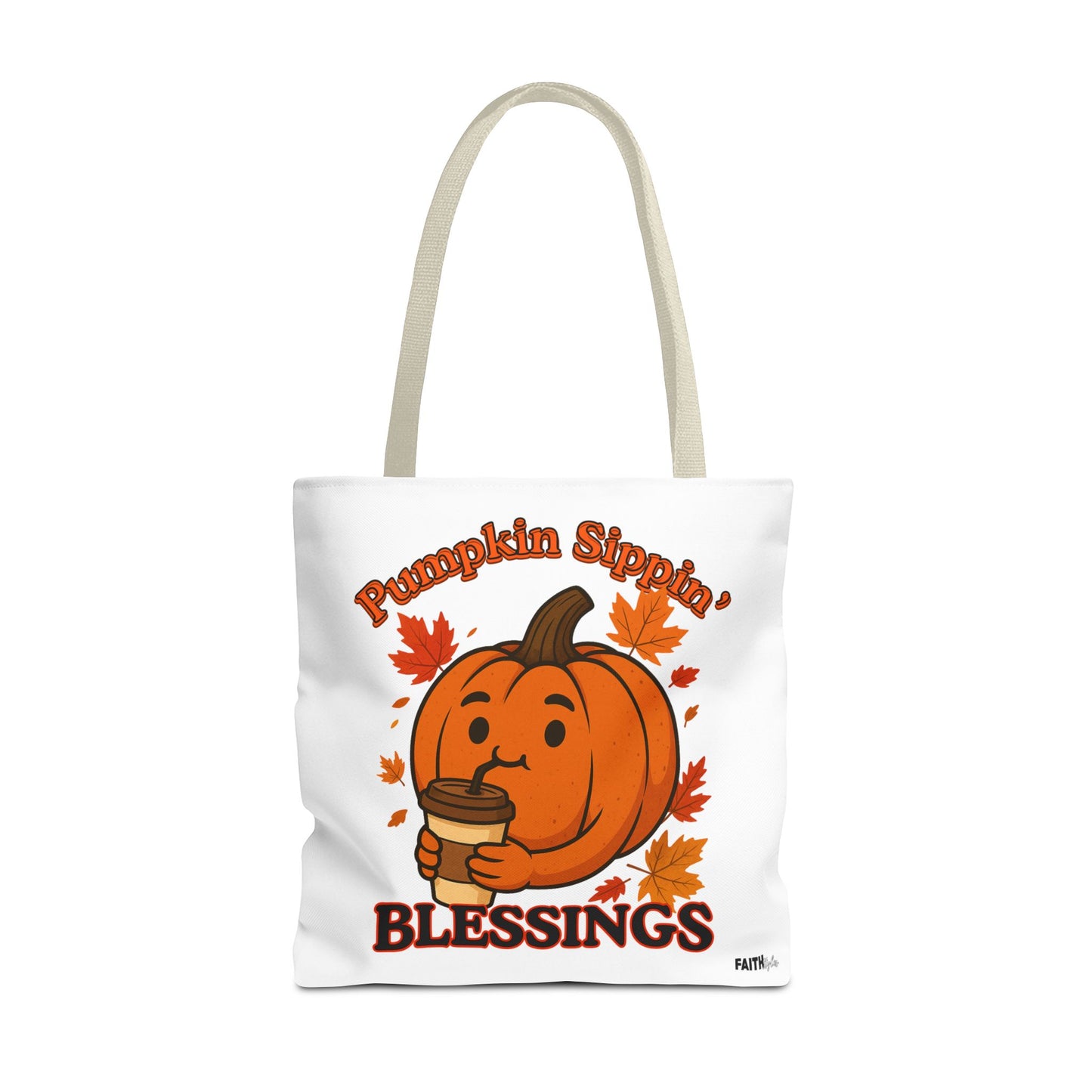 FaithStyles Autumn Pumpkin Blessings Tote Bag | Fall Bag, Cute Tote, Gift for Her, Thanksgiving, Coffee Lovers, Halloween Decor
