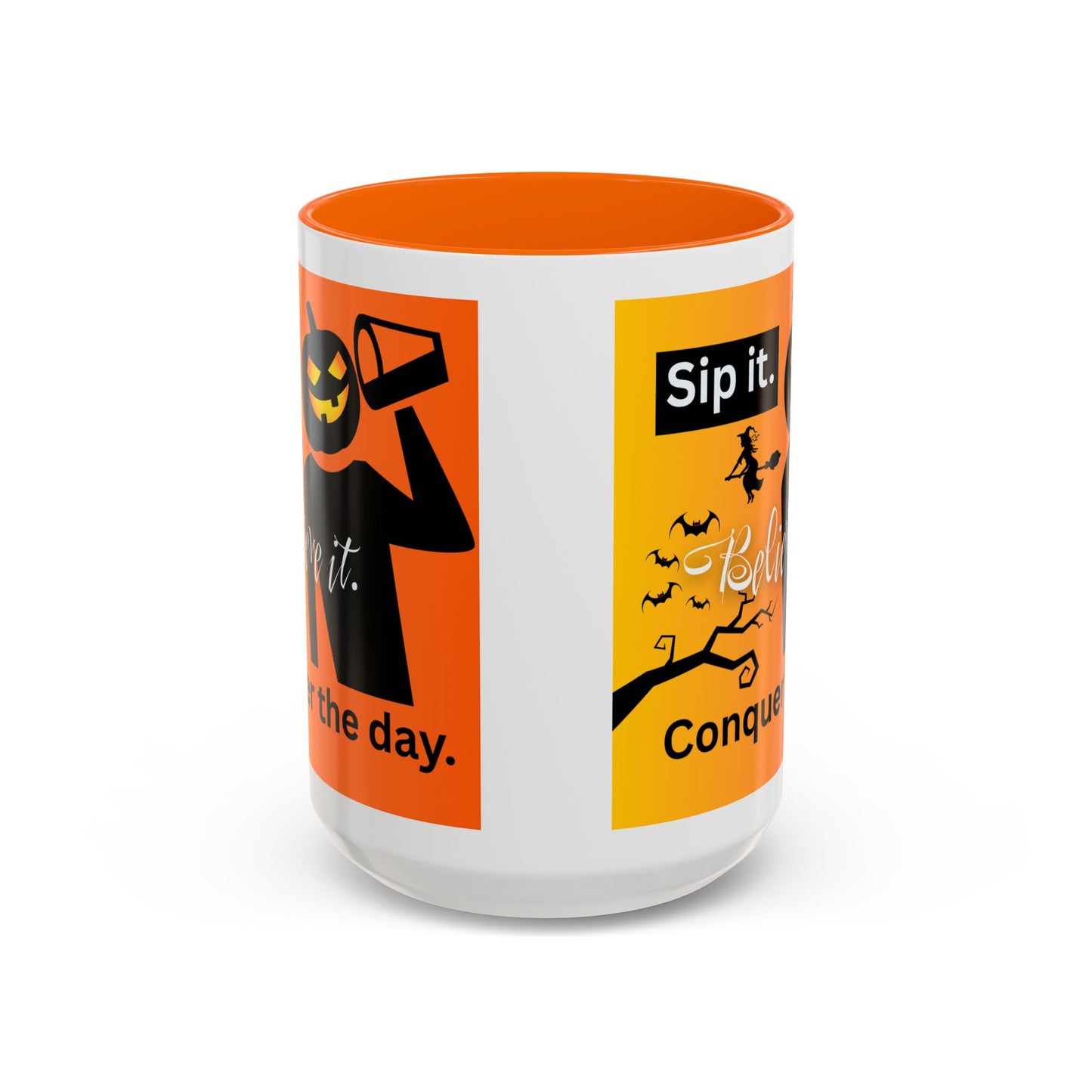 Halloween-Themed Coffee Mug, Sip It Believe It Conquer the Day, Fall Decor, Gift for Pumpkin Lovers, Autumn Kitchenware