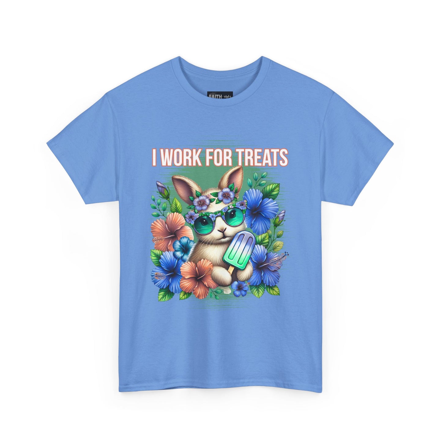 Cute Bunny Graphic Tee for Treat Lovers, Summer Fun Shirt, Animal Lover Gift, Cute Gift for Her, Floral T-Shirt