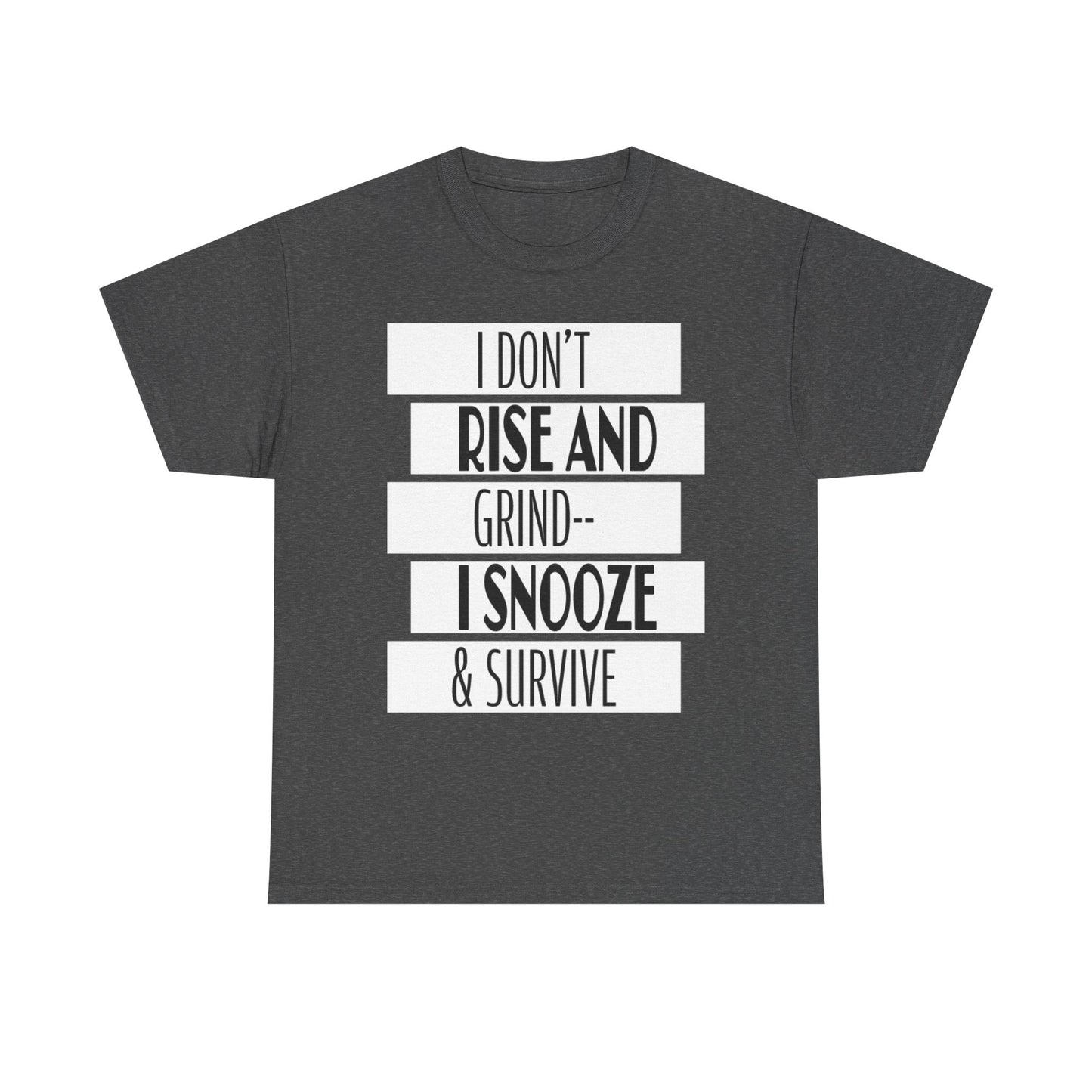 Funny Snooze Survival Tee for Lazy Days, Male's Cotton T-Shirt, Gift for Coffee Lovers, Sleepyhead Apparel, Relaxed Lifestyle Top
